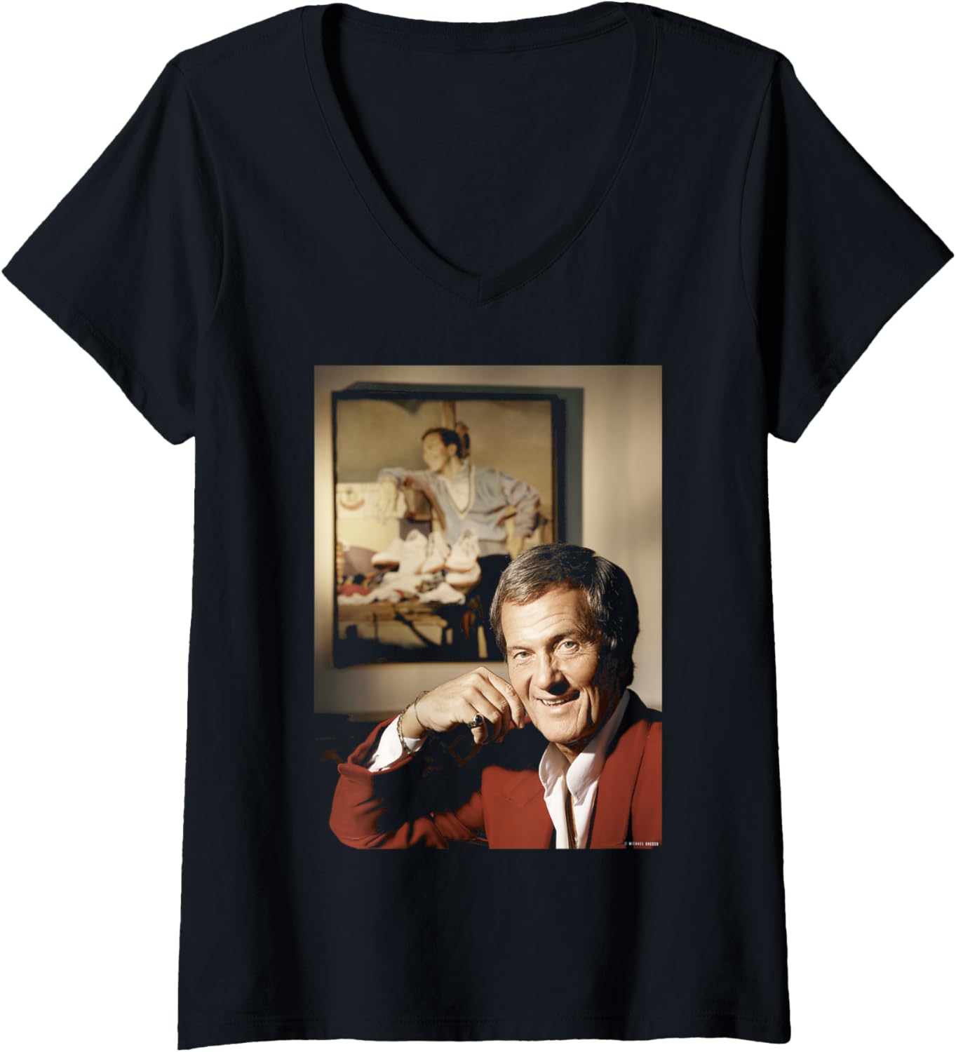 Womens Ain't That A Shame Singer Pat Boone by Michael Grecco V-Neck Apparel | US Best Seller