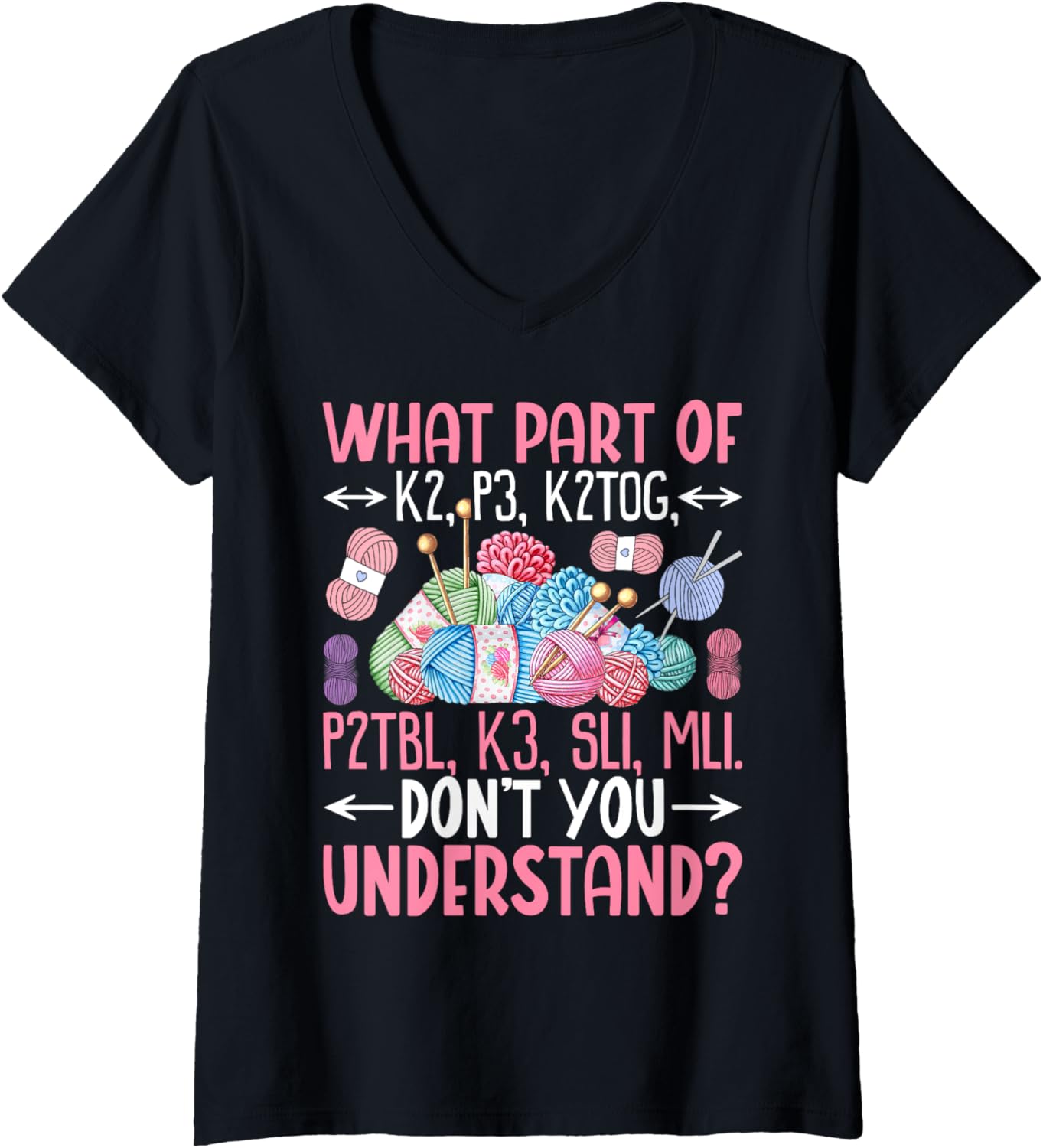 Womens Women Knitting Lover Funny Knitters Knit Yarn Lover V-Neck Yarn Supply | Trending 2025 | Perfect for Crafters