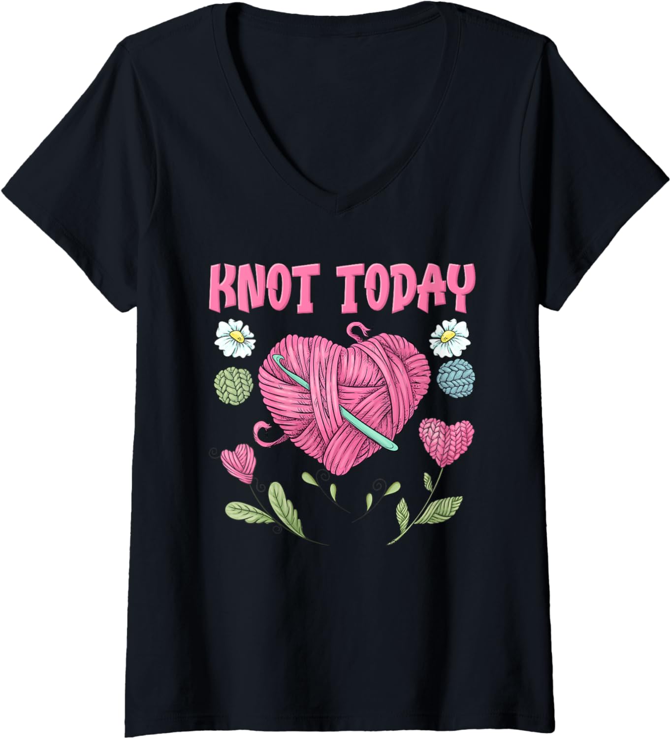 Womens Yarn Collection KNOT TODAY Funny Yarn Collector V-Neck Yarn Supply | High Search Volume | Perfect for Crafters