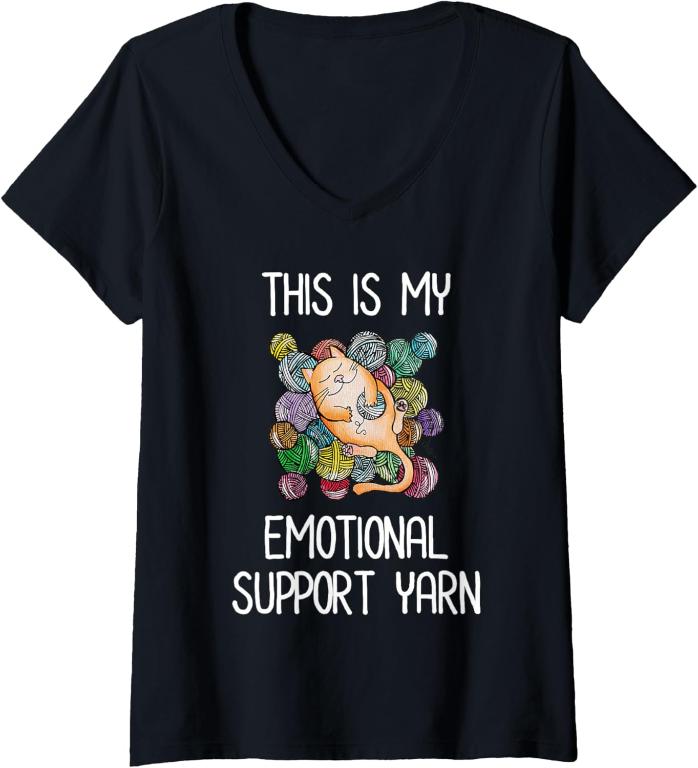 Womens This is My Emotional Support Yarn V-Neck Yarn Supply | Viral US Pick | High CTR Title