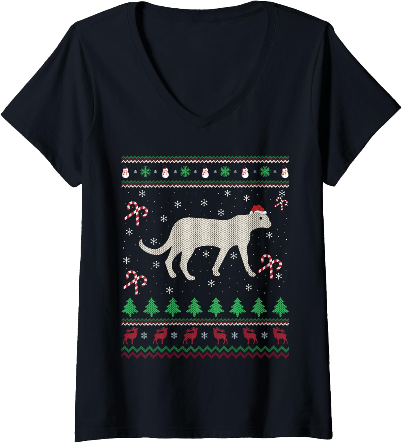 Cheetah Xmas Sweater Style Ugly Santa Cheetah Christmas V Neck Sweater Trending US Hot Right Now