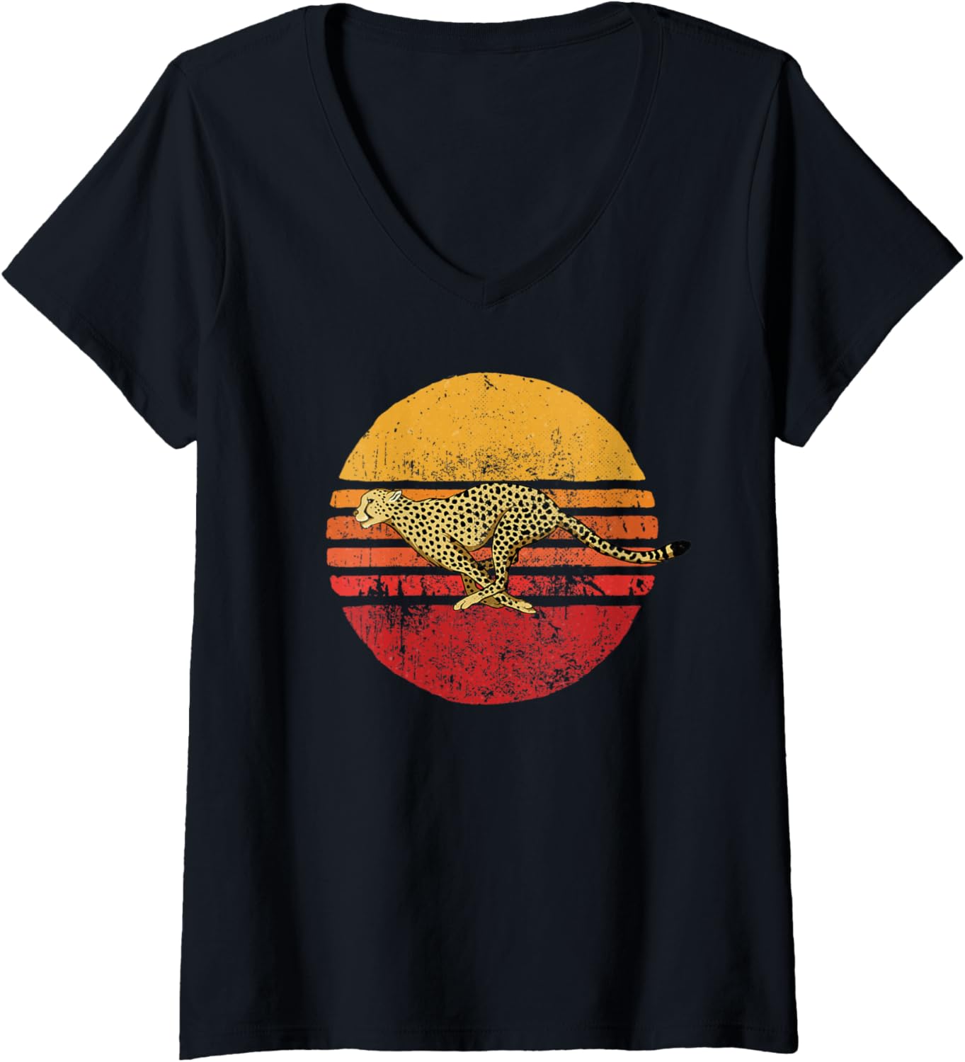 Womens Vintage Cheetah Retro Style Cheetah Lover V Neck Apparel Streetwear Style Everyday Wear