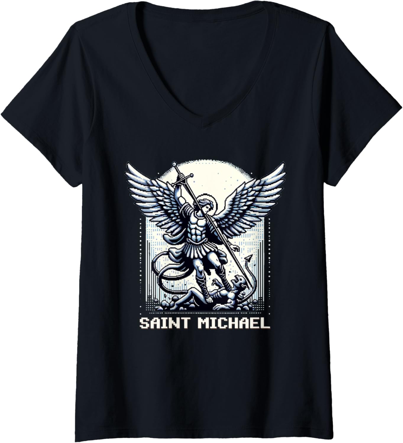 Saint Michael The Archangel Catholic Video Game V-Neck Apparel | Viral Streetwear Style