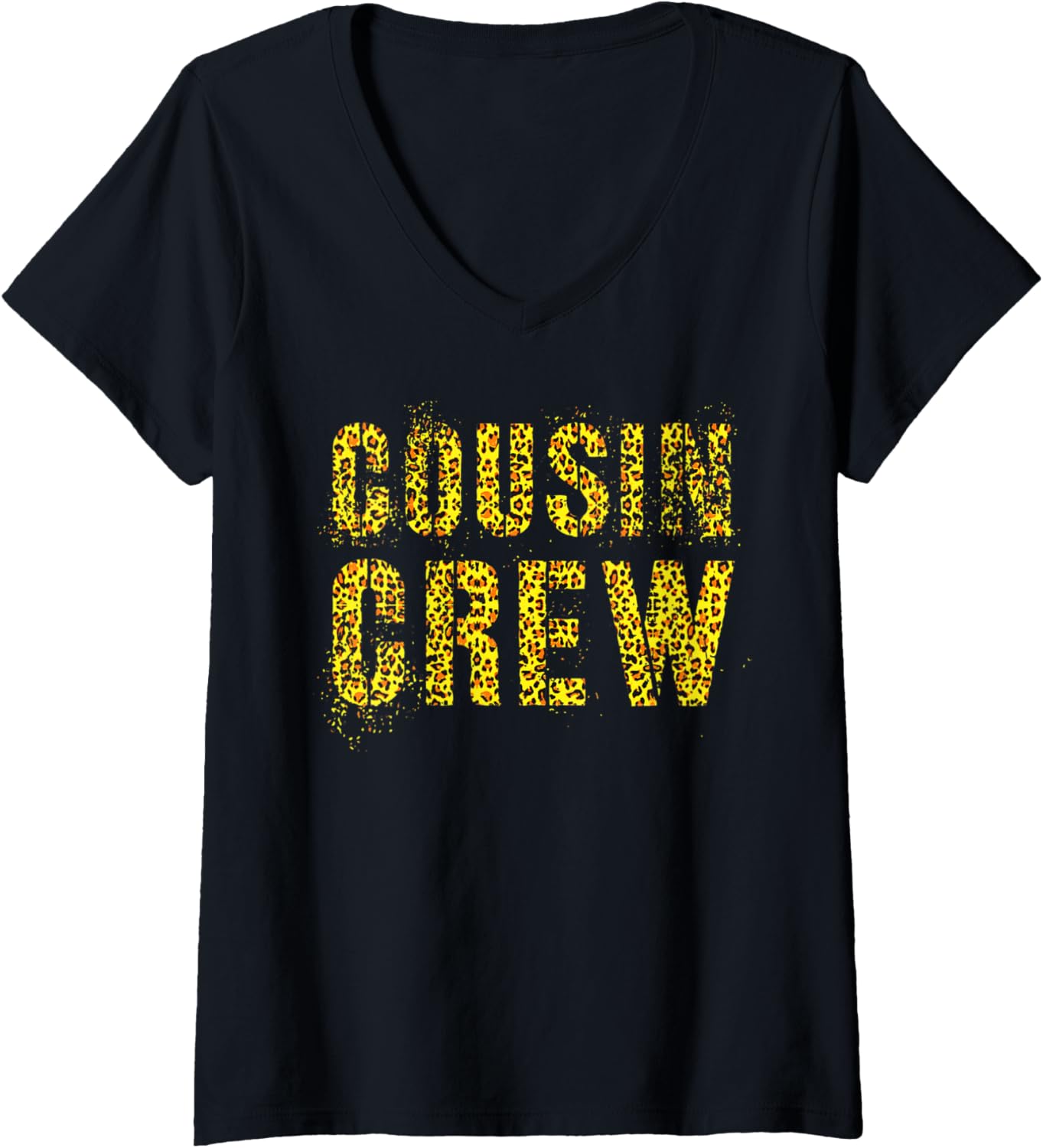 Womens COUSIN CREW Leopard Print Funny Grammy Pawpaw Reeducation V Neck Apparel Premium Print Fan Favorite