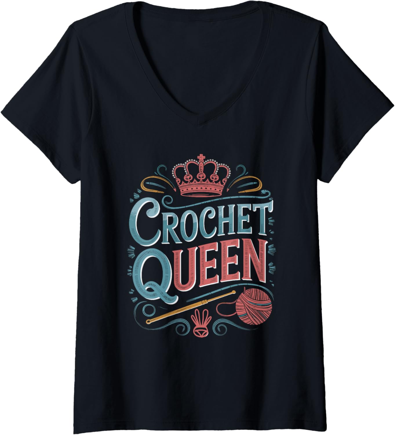 Womens Crochet Queen Heart Yarn V-Neck Yarn Supply | Viral US Pick | Best Seller Choice