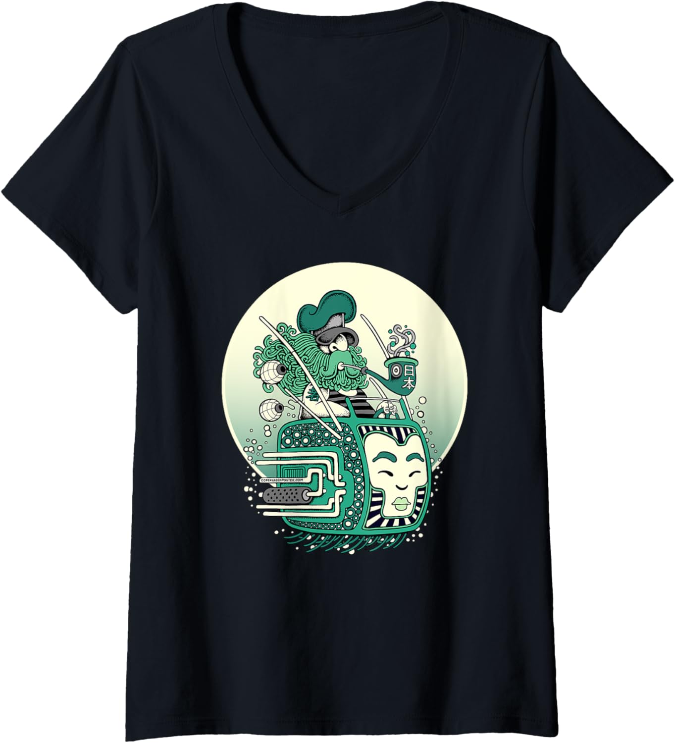 Womens Threadless Michael Jakobsen Tokyo Truck Graphic V-Neck Apparel | Everyday Casual Wear