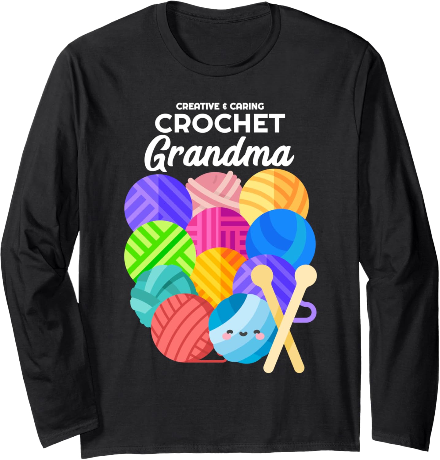 Crochet Grandma Hobby Crocheter Knitter Balls of Yarn Long Sleeve Yarn Supply | Premium Quality | Perfect for Crafters