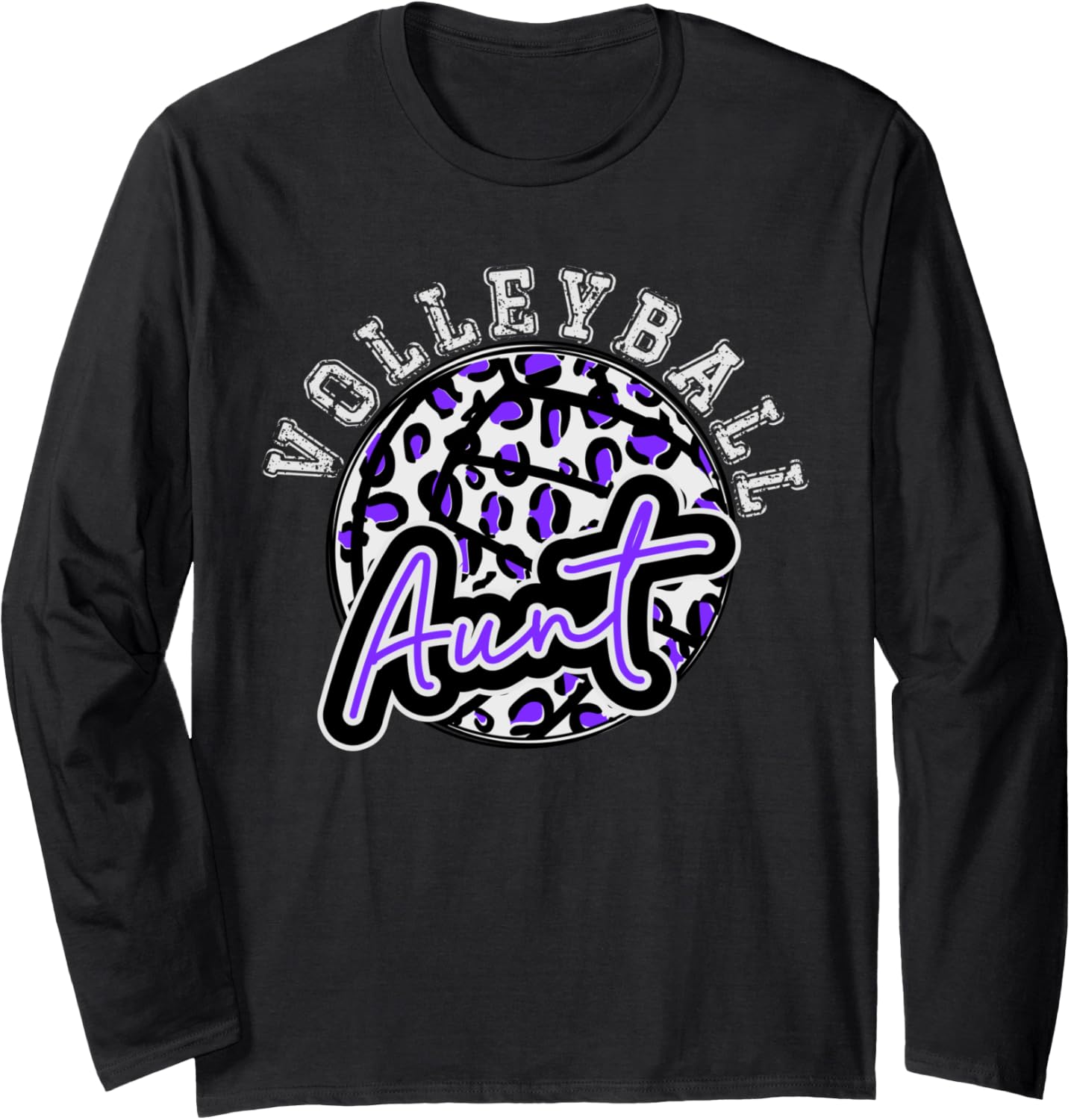 Leopard Cheetah Volleyball Purple Aunt Shirt Womens Trendy Long Sleeve Long Sleeve T Shirt Comfort Fit US Top Pick