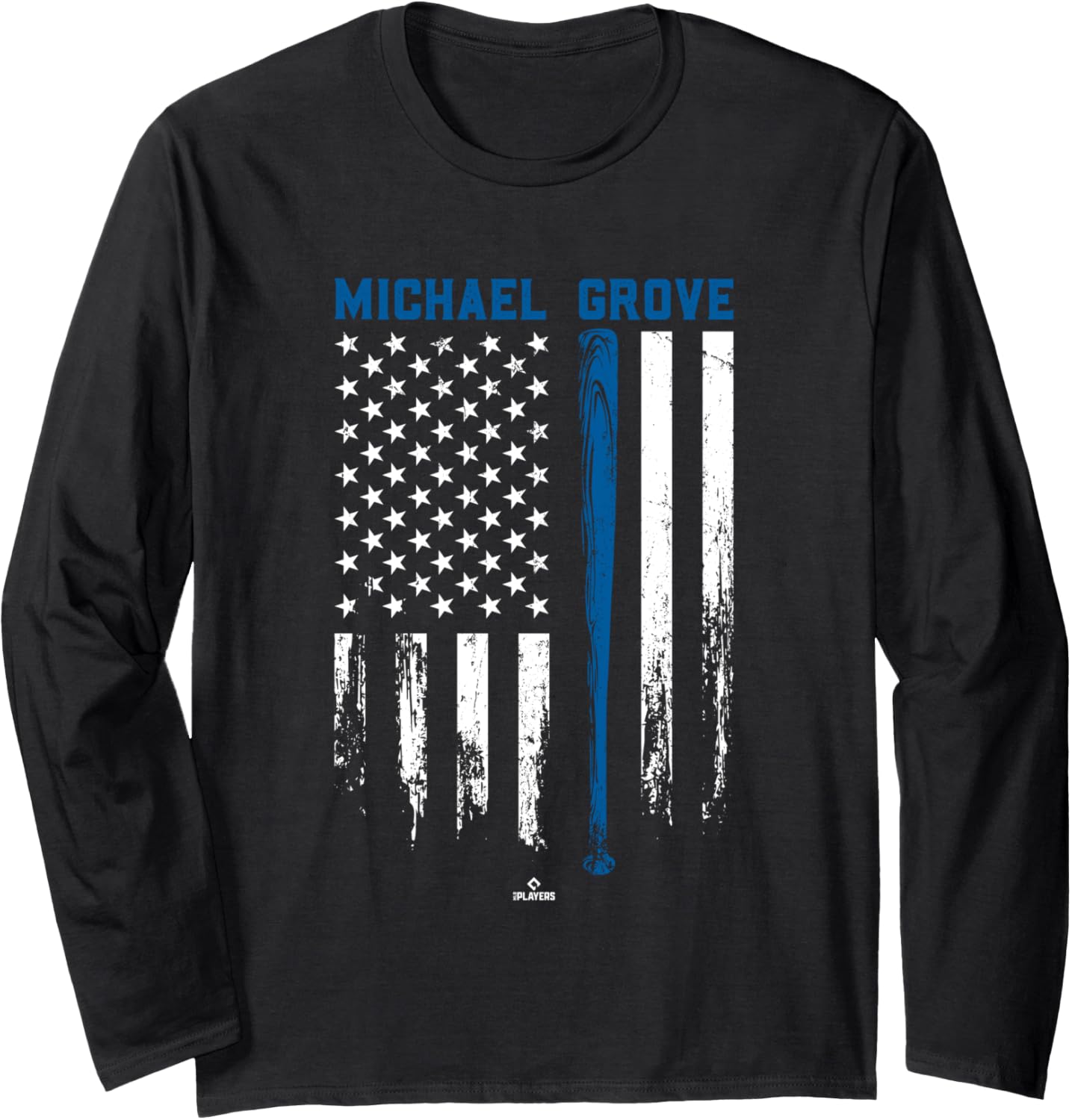 USA Flag Bat Michael Grove Los Angeles Baseball MLBPA Long Sleeve Apparel | Perfect Gift Idea