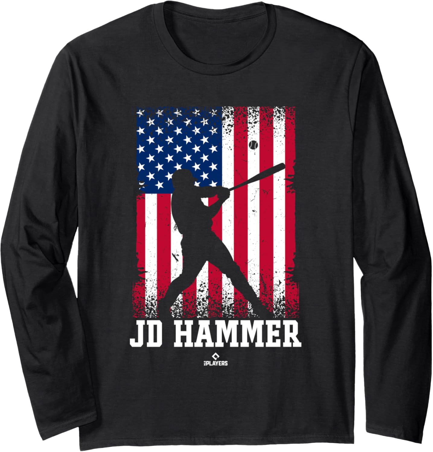 American Flag Swing JD Hammer Prospect Baseball Fan Gear Long Sleeve Apparel | Premium Quality