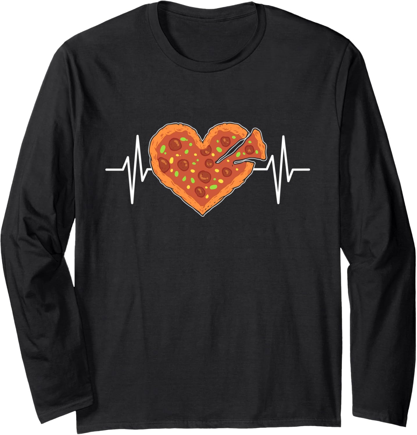 Heartbeat Pizza. ECG Pulse Pizza Maker Pizza Making Long Sleeve Apparel | US Viral Style | Comfort Daily Wear