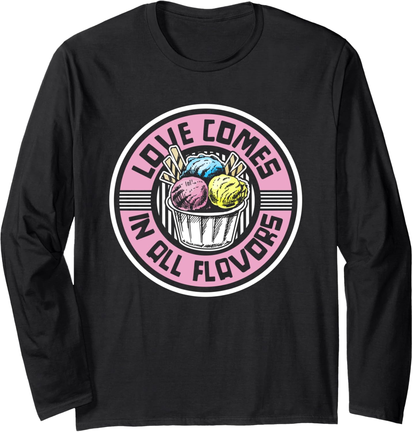 Love Comes In All Flavors Gelato Maker Lover Ice Cream Long Sleeve Apparel | US Viral Style | Aesthetic Fit