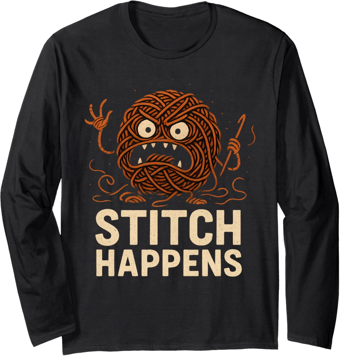 Funny Angry Yarn Ball Funny Crochet Meme Long Sleeve Yarn Supply | Trending 2025 | Customer Favorite
