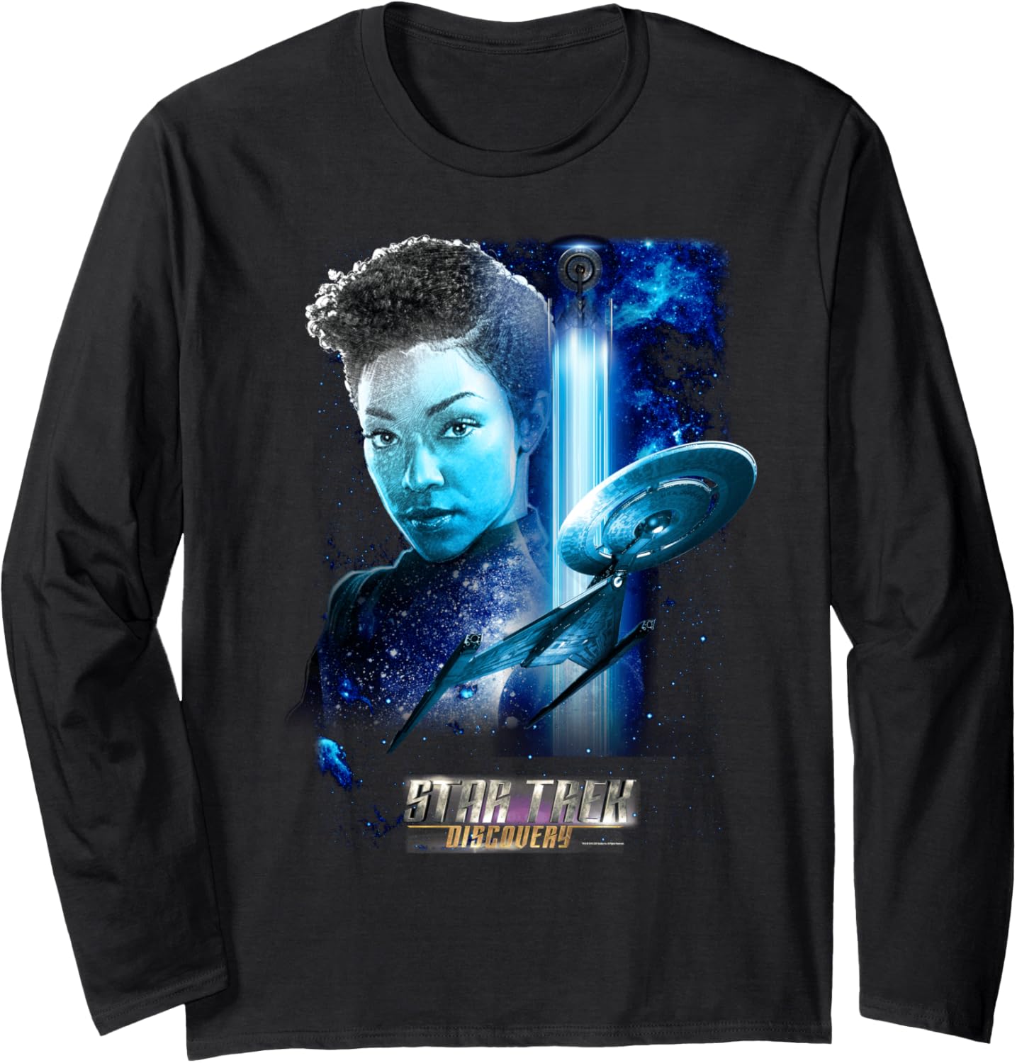 Star Trek Discovery Michael Space Collage Long Sleeve Tee Long Sleeve T-Shirt | Everyday Casual Wear