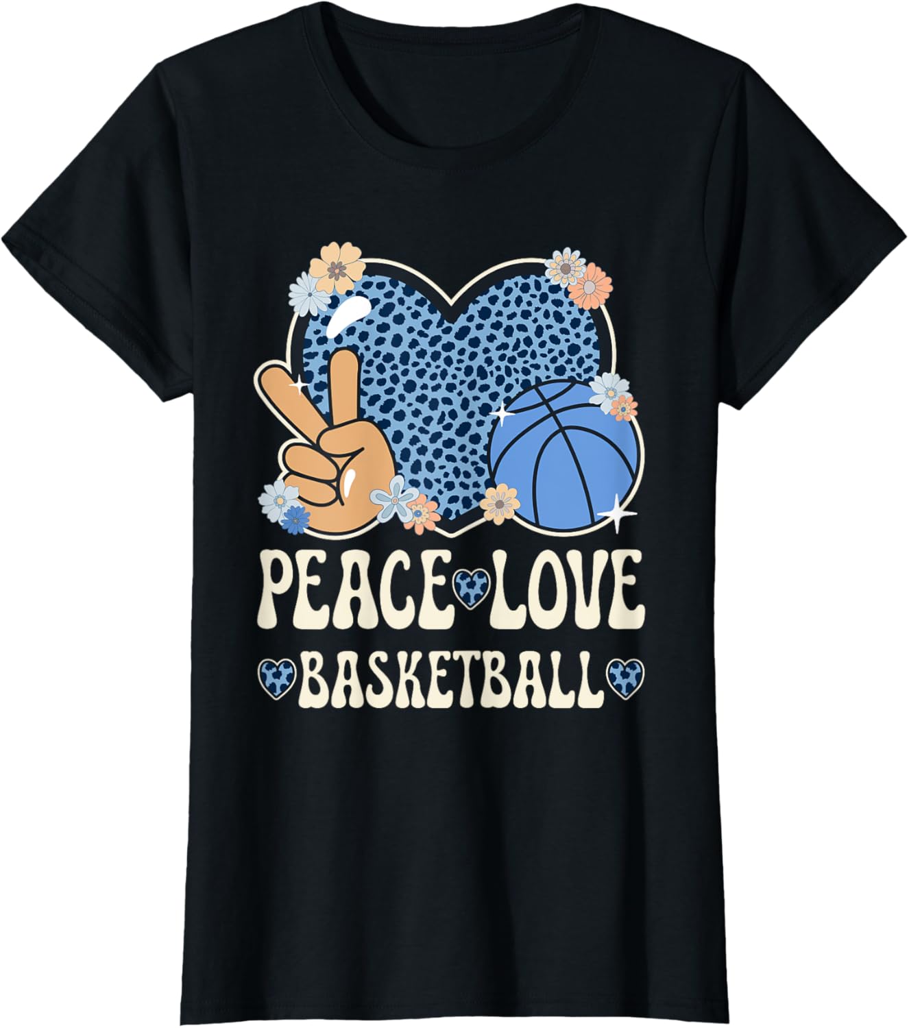 Peace Love Basketball Lover Outfit Cheetah Print Basketball Apparel Trending US Best Seller Look