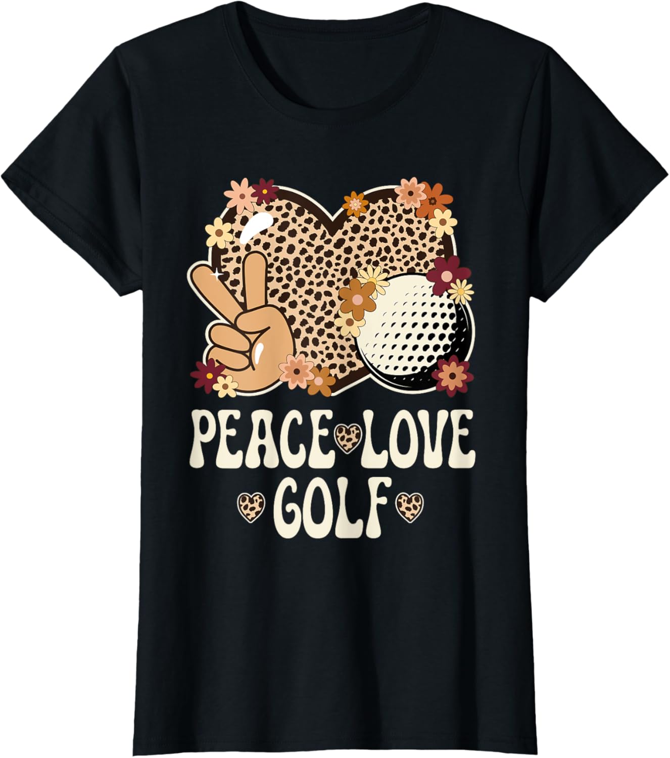 Peace Love Golf Lover Outfit Cheetah Print Women Girls Golf Apparel High Search Demand Everyday Wear