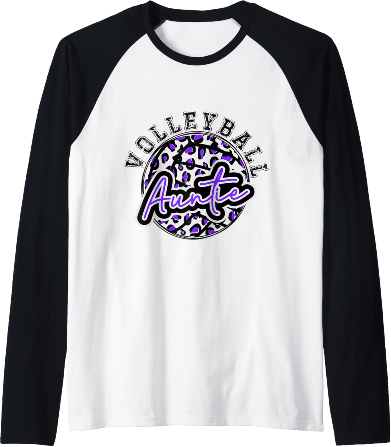 Leopard Cheetah Volleyball Purple Auntie Shirt Womens Trendy Raglan Baseball Tee T Shirt High Search Demand Gift Ready