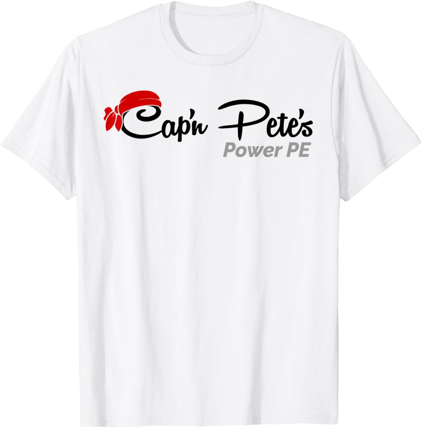 Cap'n Pete's Power PE Web Logo- Large Center Placement Red Apparel | Google Shopping Optimized | Aesthetic Casual Look