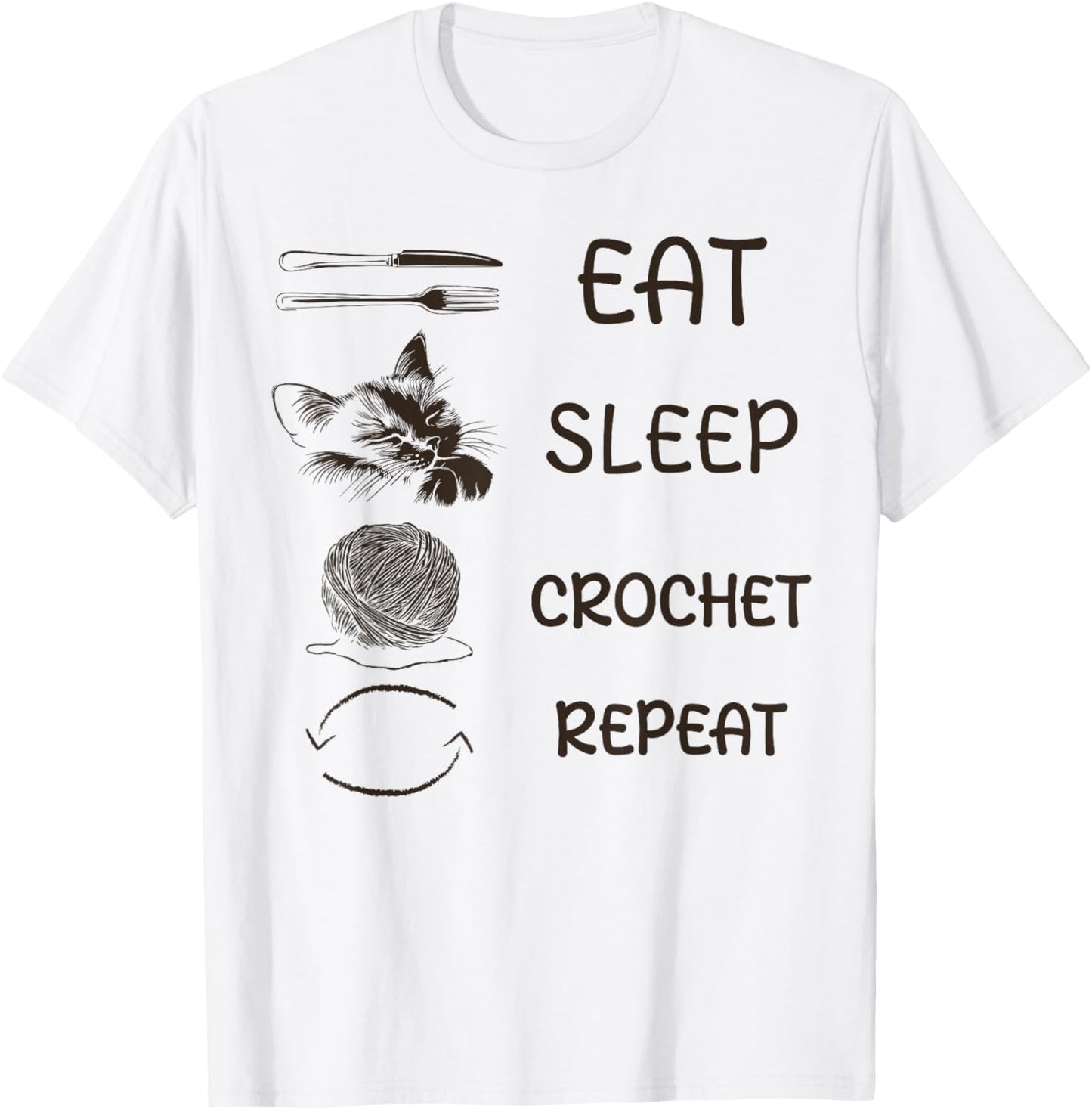 Eat Sleep Crochet Repeat Funny Yarn Crafting Sleep Pajama Yarn Supply | Viral US Pick | Best Seller Choice