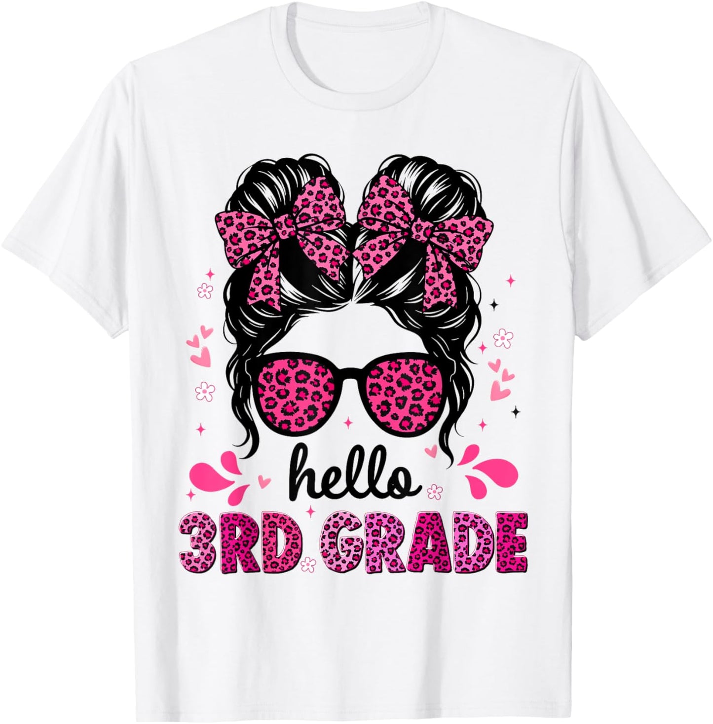 Hello 3rd Grade Messy Bun Coquette First Day Of School Girls Apparel | US Viral Pick | Aesthetic Casual Look