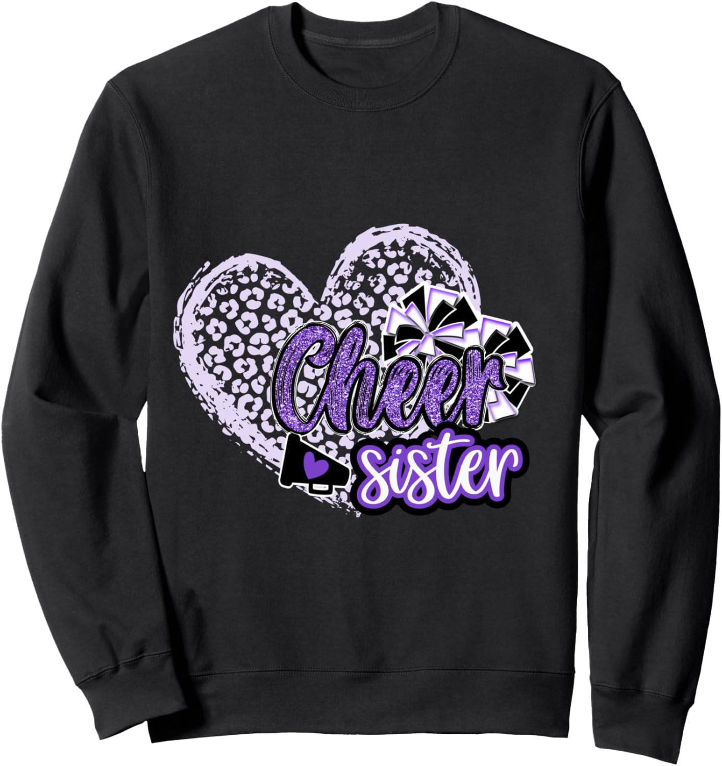 Cheer Sister Shirt Megaphone Purple Leopard Cheetah Print Sweatshirt T Shirt Comfort Fit Fan Favorite