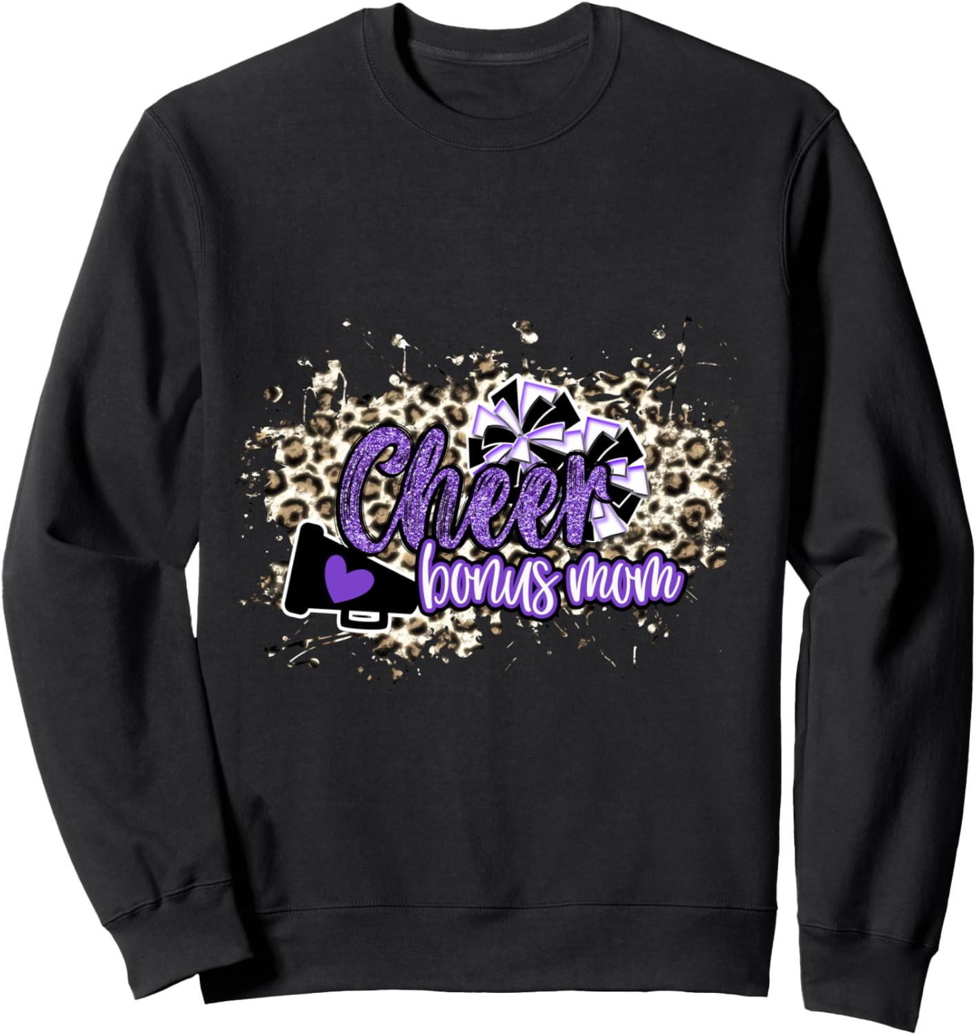 Cheer Bonus Mom Shirt Megaphone Purple Leopard Cheetah Print Sweatshirt T Shirt Premium Print US Top Pick