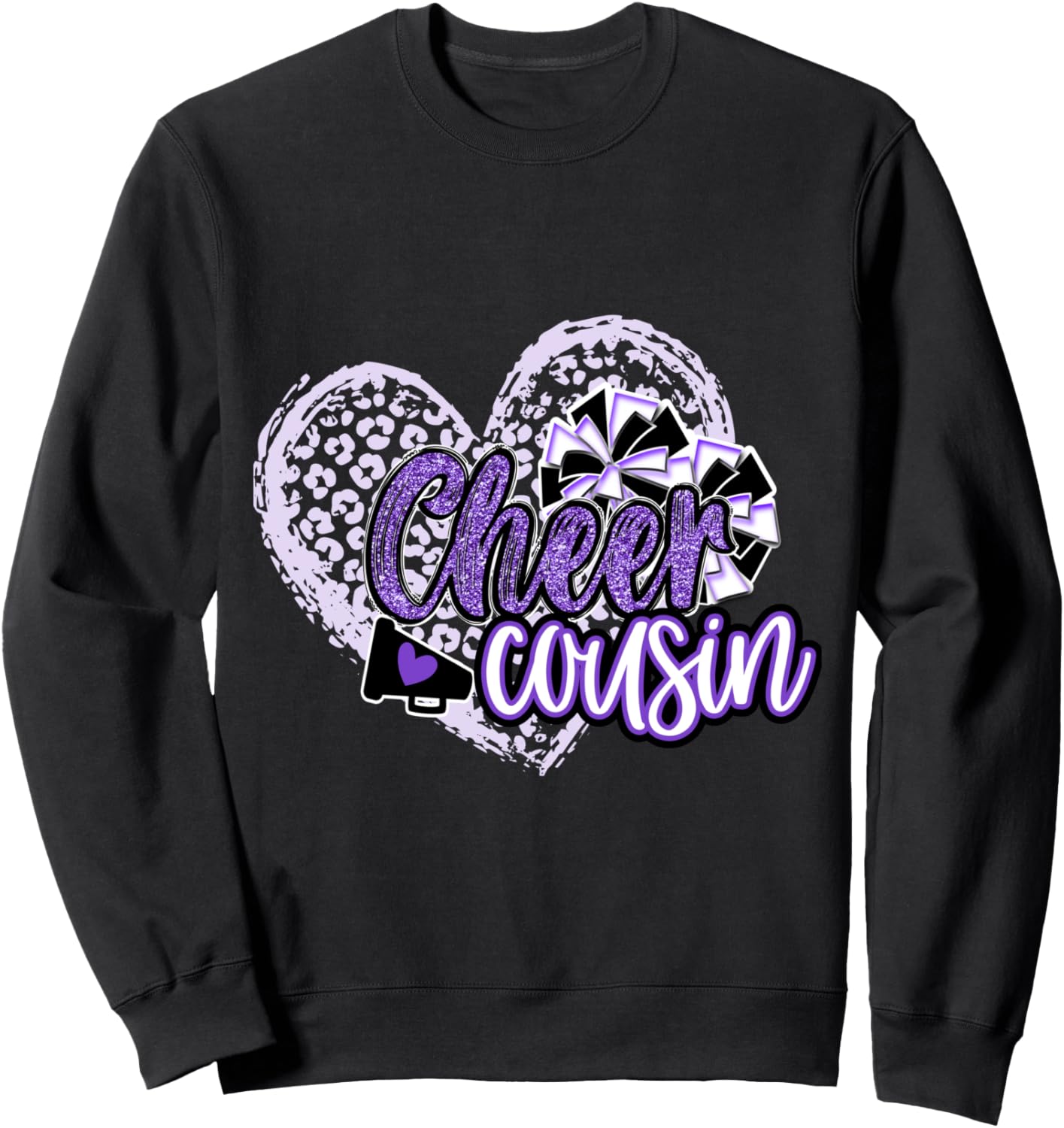 Cheer Cousin Shirt Megaphone Purple Leopard Cheetah Print Sweatshirt T Shirt High Search Demand US Top Pick