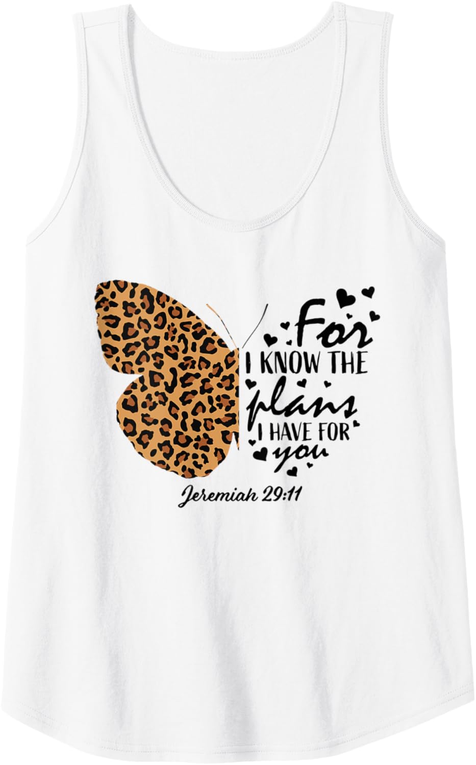 Womens Butterfly Cheetah Print Christian Bible Verse Jeremiah 29 11 Tank Top Tank Top Premium Print Everyday Wear