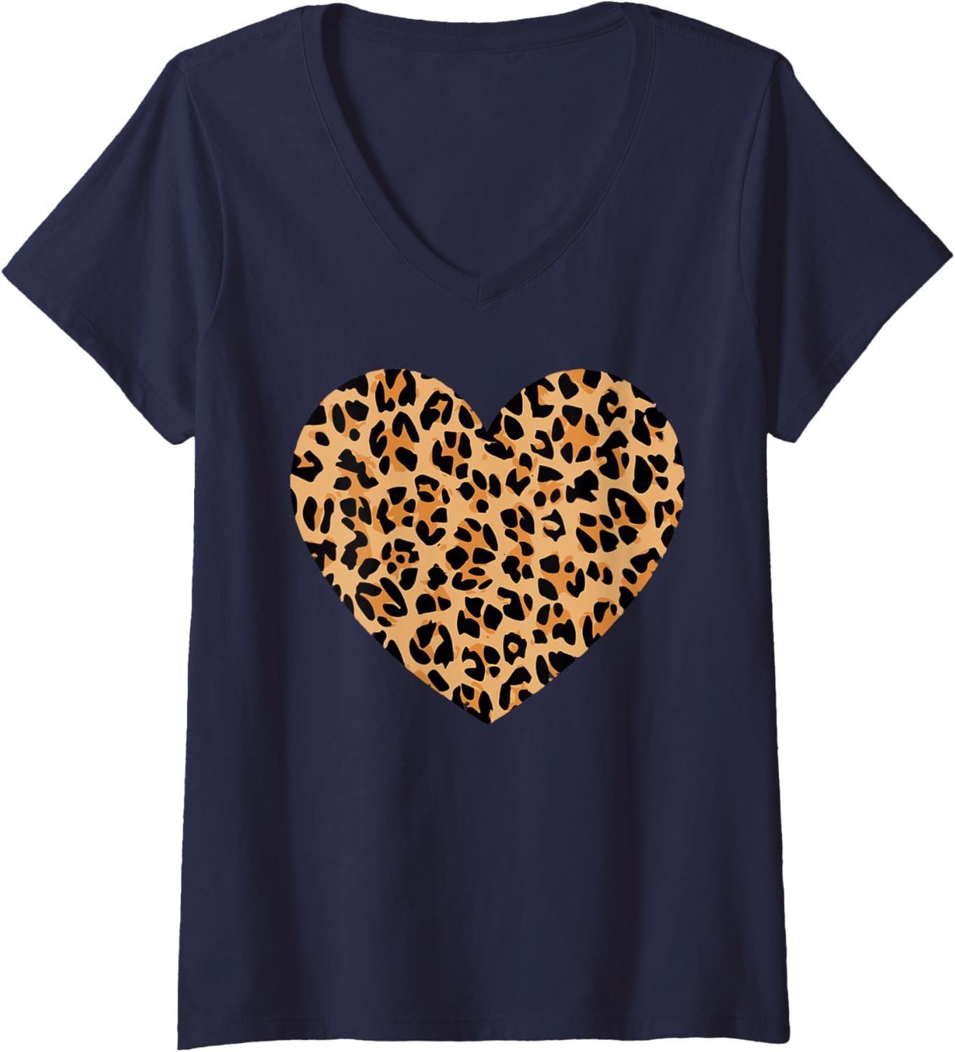 Womens Love Cheetah Leopard Print Heart Valentines Day Girls Women V Neck Apparel Viral TikTok Find Fan Favorite