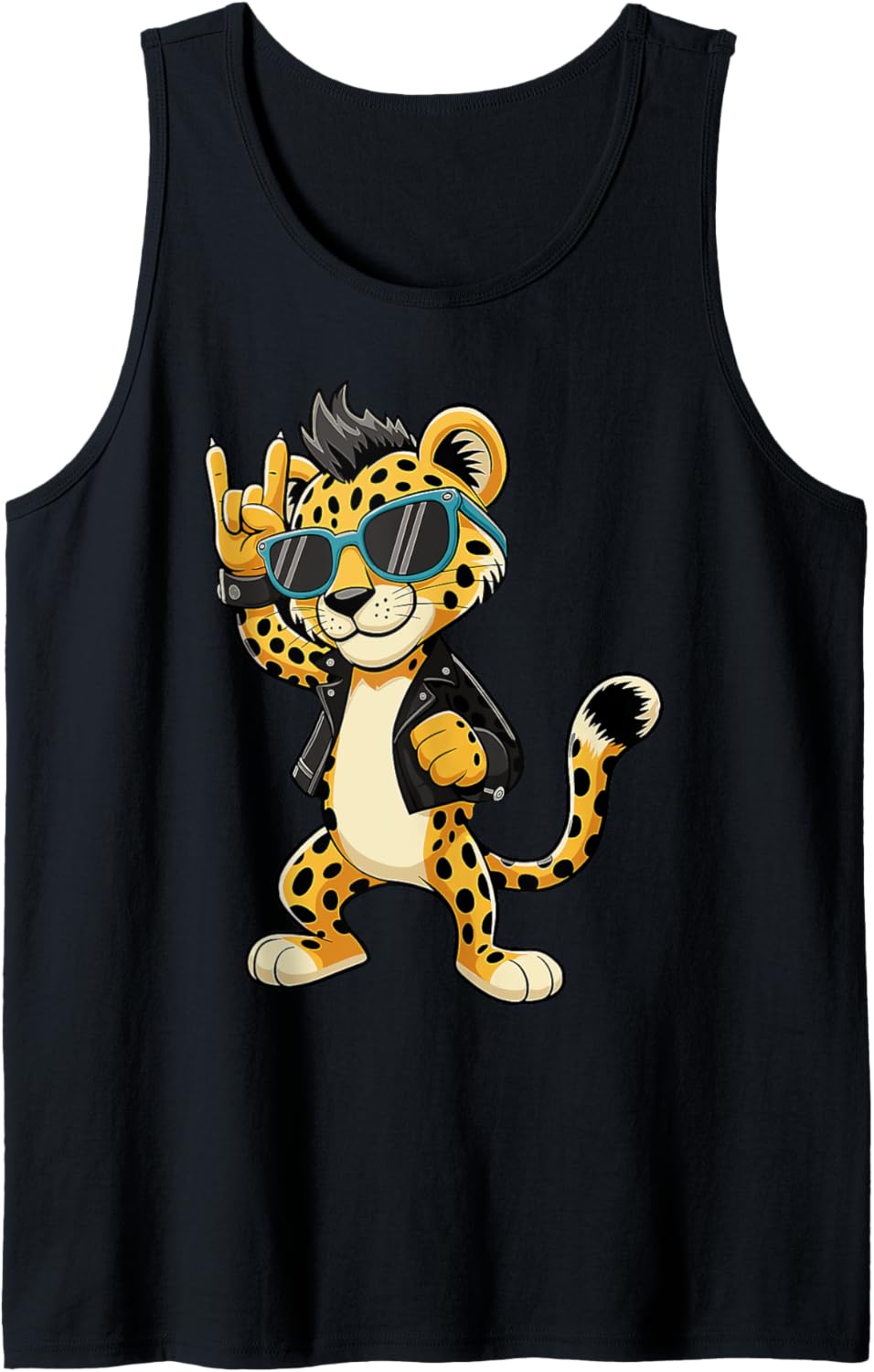 Cool Cheetah Rock Music Leopard Funny Animal Lovers Tank Top Tank Top Premium Print Everyday Wear