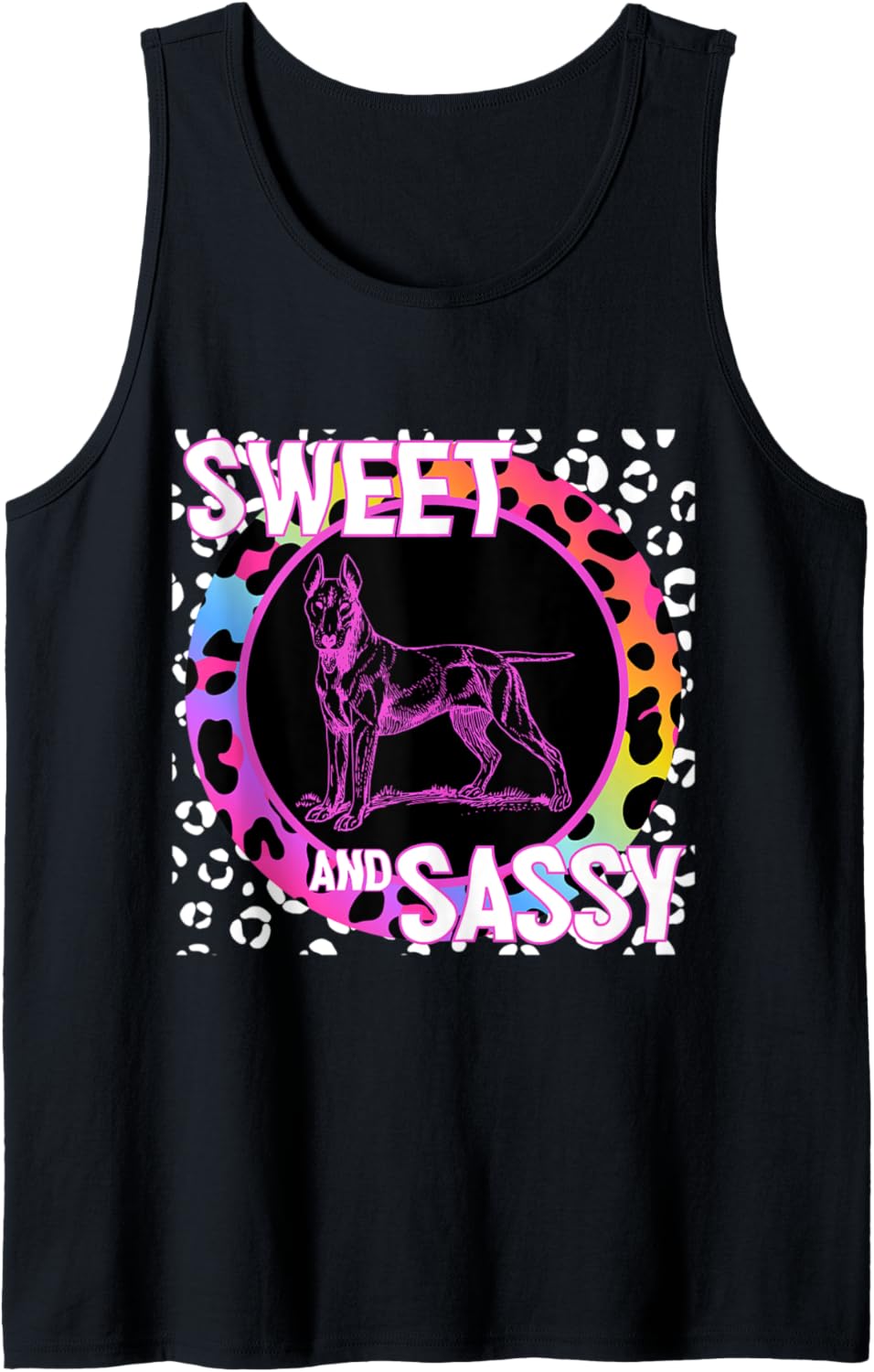 Bull Terrier 90s Nostalgia Rainbow Leopard Print Tropical Tank Top Tank Top Comfort Fit Best Seller Look