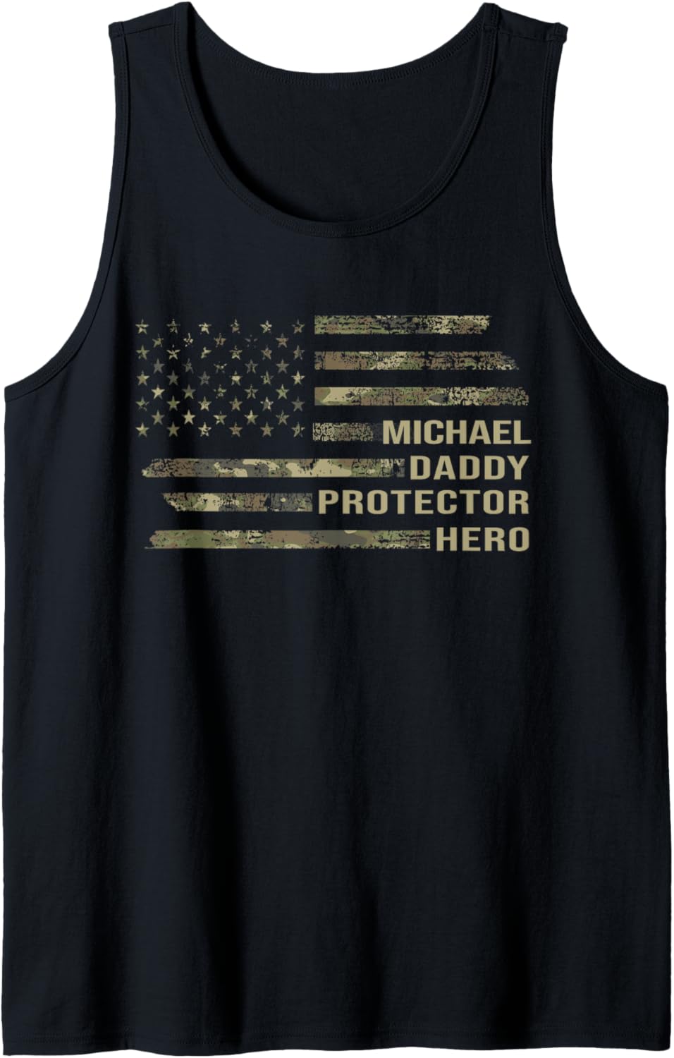Mens Husband Daddy Protector Hero Camo American Flag Michael Tank Top Tank Top | Everyday Casual Wear