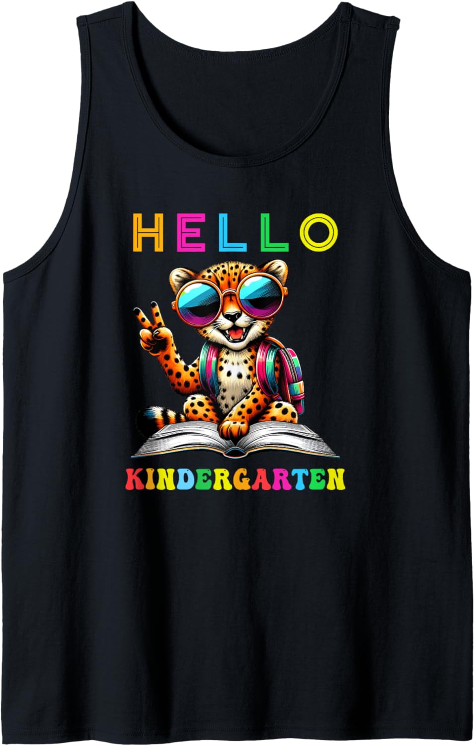 Hello Kindergarten Cheetah Lover Back to School Kids Teacher Tank Top Tank Top Premium Print Everyday Wear