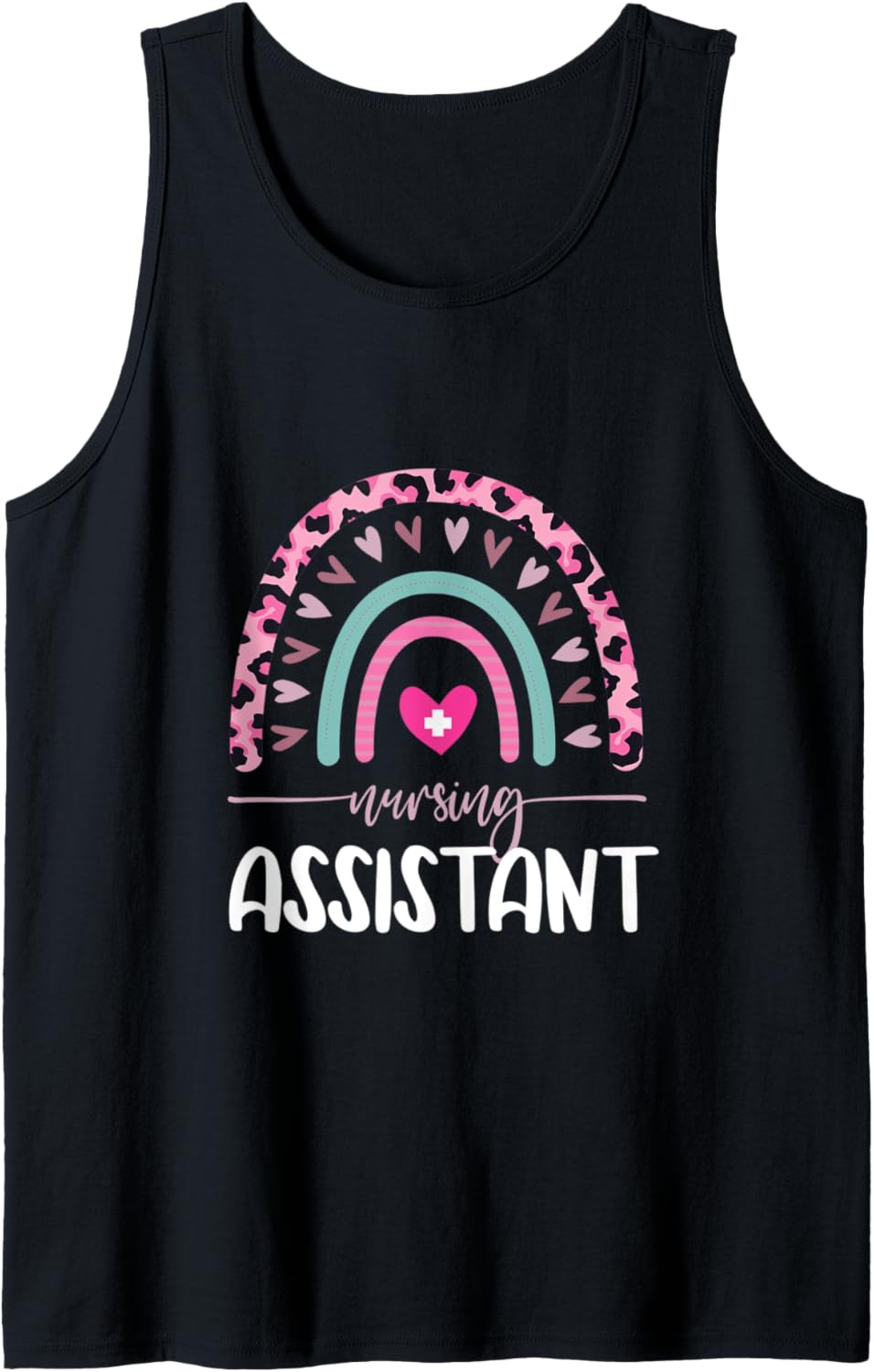 Nursing Assistant CNA Leopard Rainbow Heart Cheetah Print Tank Top Tank Top Trending US Gift Ready