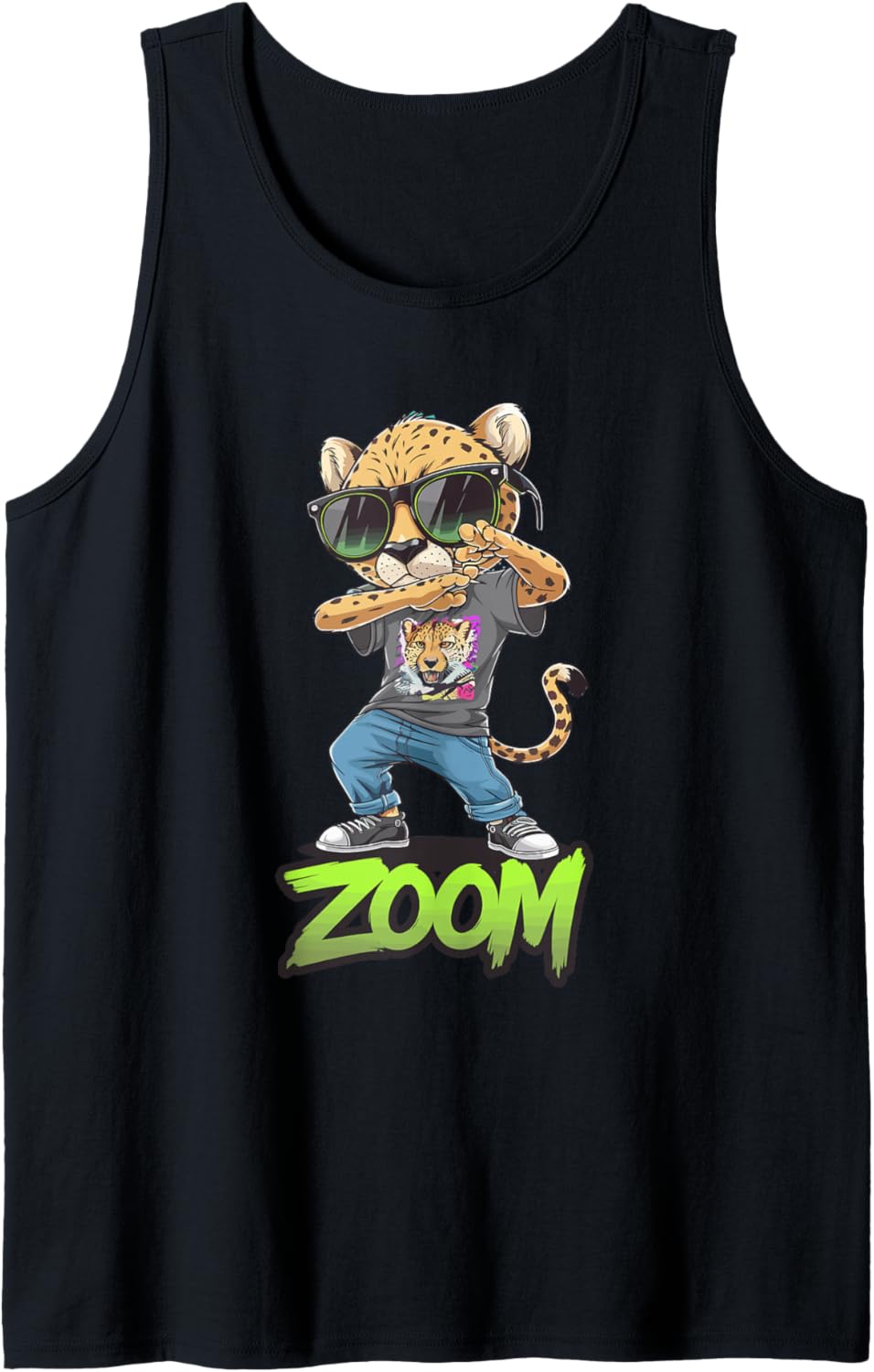 Zoom Cheetah Graphic Cool Sunglasses Tank Top Tank Top Streetwear Style Everyday Wear