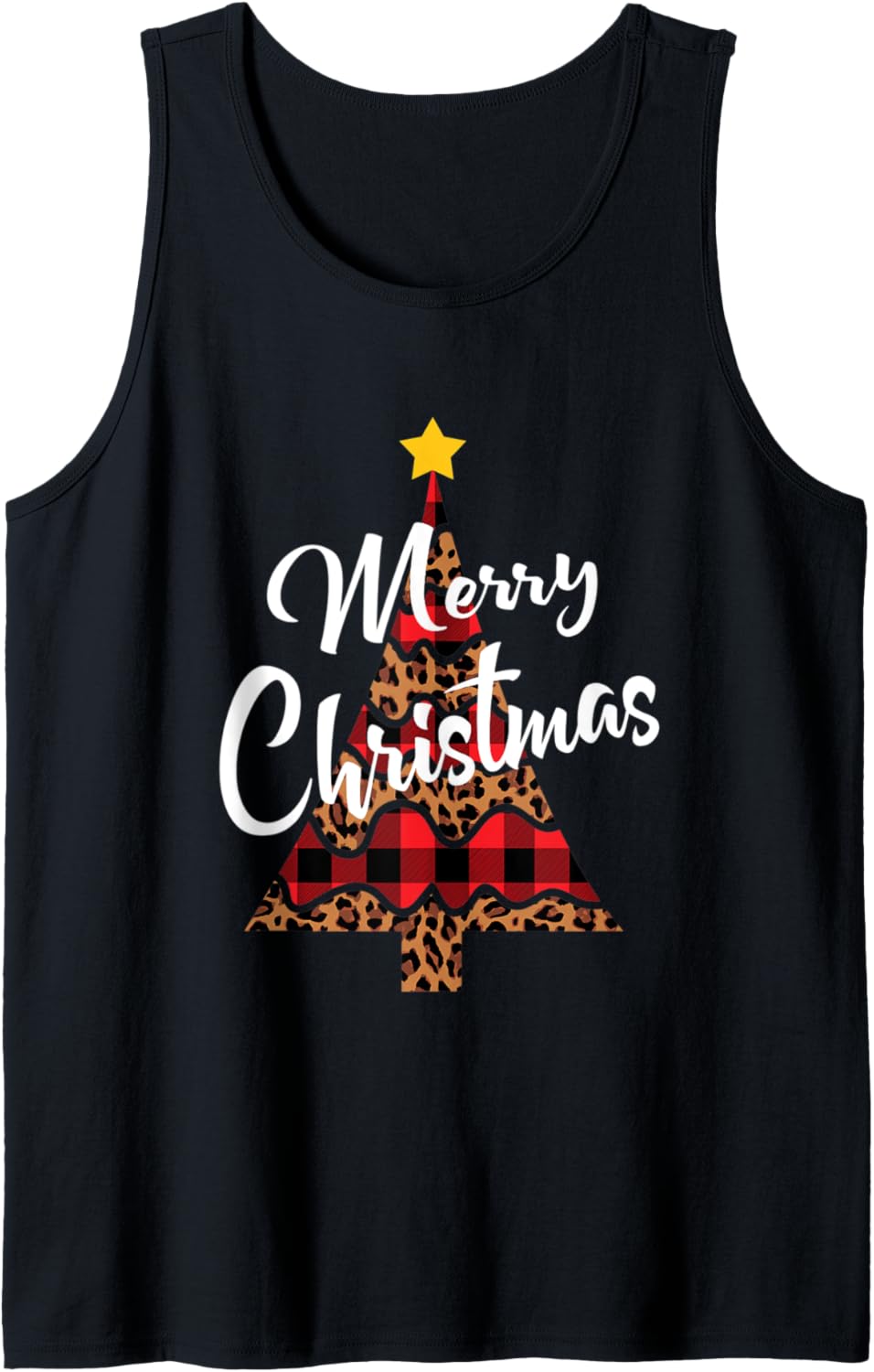 Leopard Cheetah Print Buffalo Plaid Christmas Tree Gift Tank Top Tank Top Trending US Gift Ready