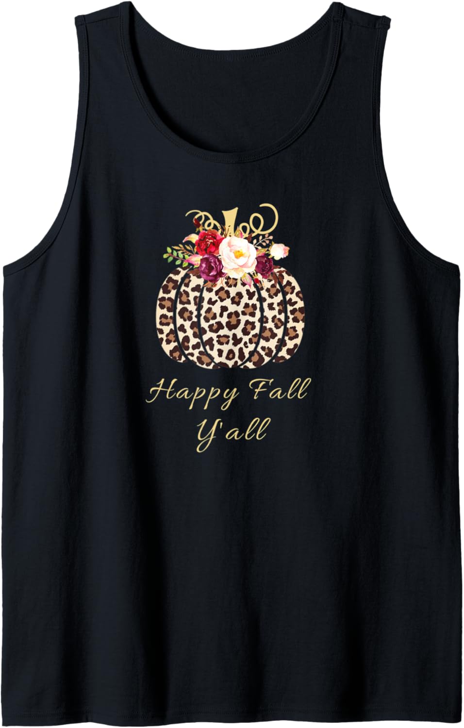 Happy Fall Y all Cheetah Print Pumpkin Rustic Tank Top Tank Top Trending US Best Seller Look