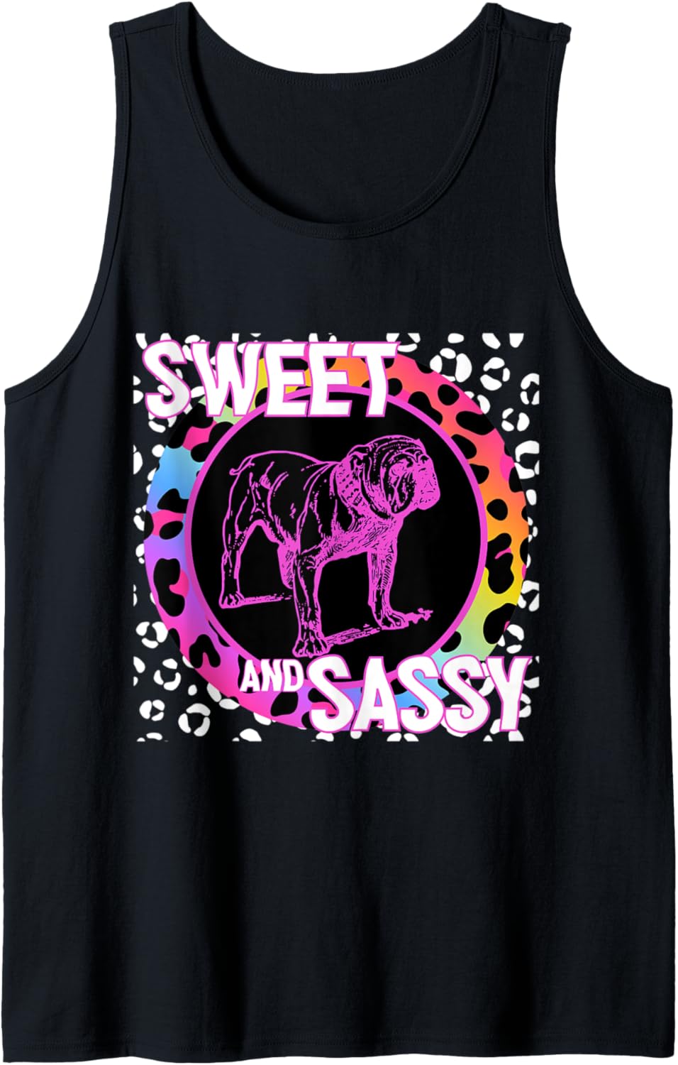 Bulldog Dog 90s Nostalgia Rainbow Leopard Print Tropical Tank Top Tank Top Trending US Fan Favorite