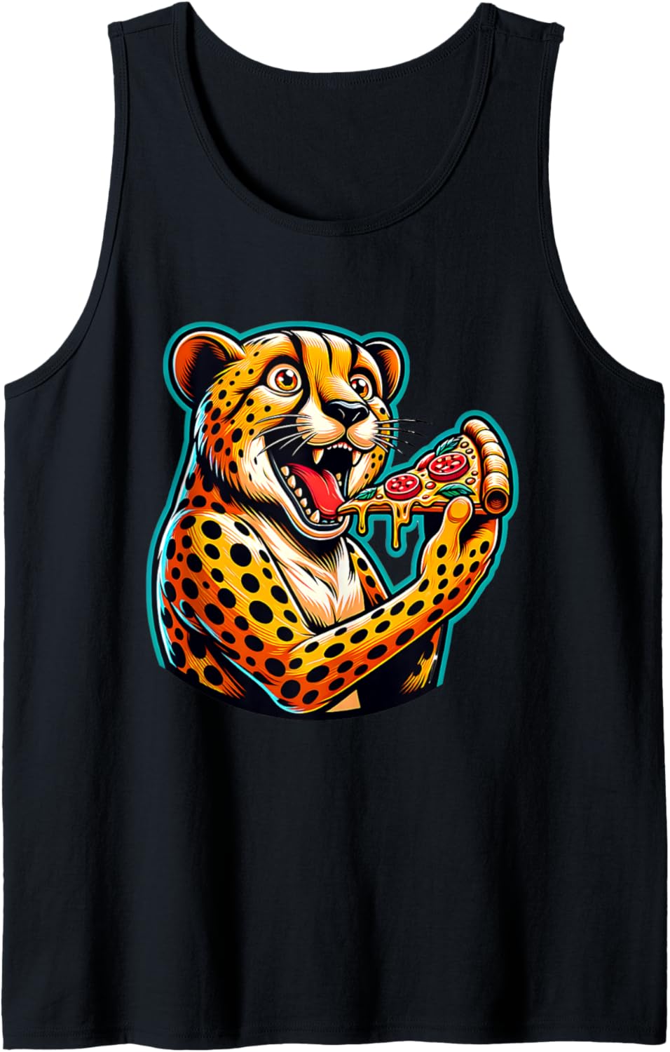 Cheetah Eating Pizza Cute Animal Funny Tank Top Tank Top Trending US Fan Favorite