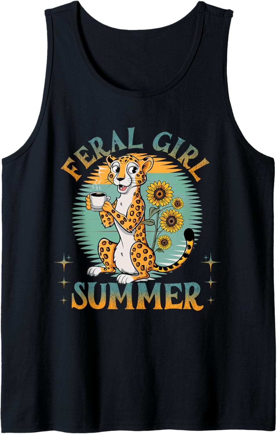 Retro Vintage Feral girl summer Funny Cheetah Lover Girls Tank Top Tank Top Viral TikTok Find Everyday Wear