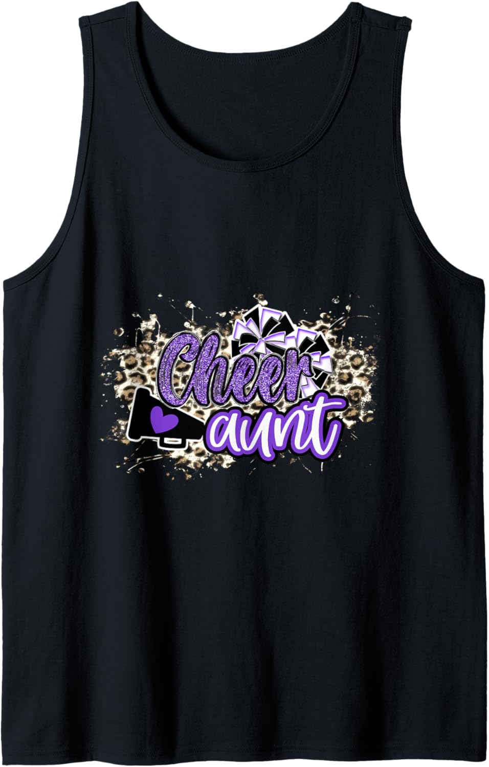 Cheer Aunt Shirt Megaphone Purple Leopard Cheetah Print Tank Top Tank Top Streetwear Style US Top Pick