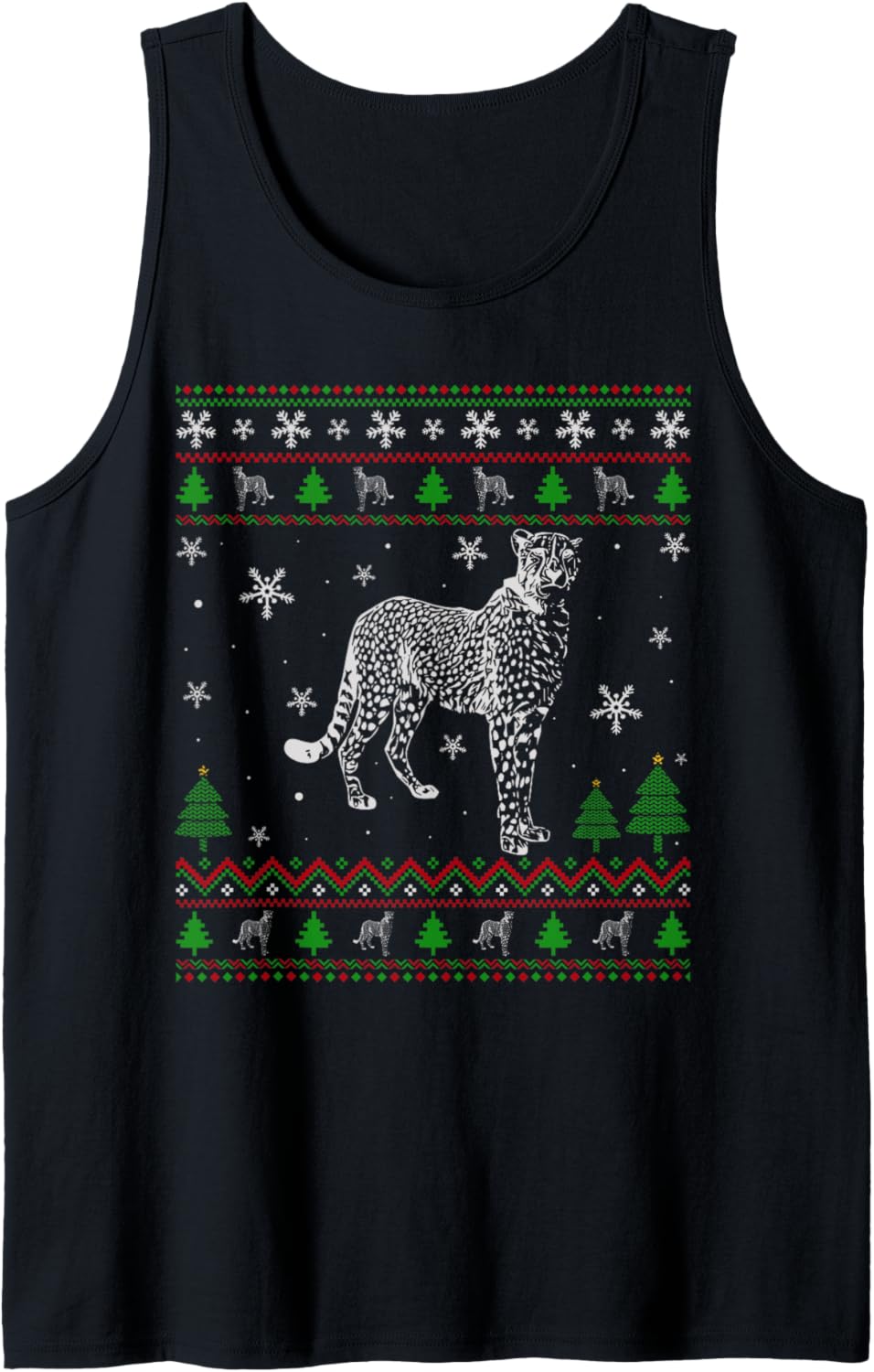 Ugly Christmas Sweater for Cheetah Lovers Funny Ugly Tank Top Sweater Streetwear Style Fan Favorite