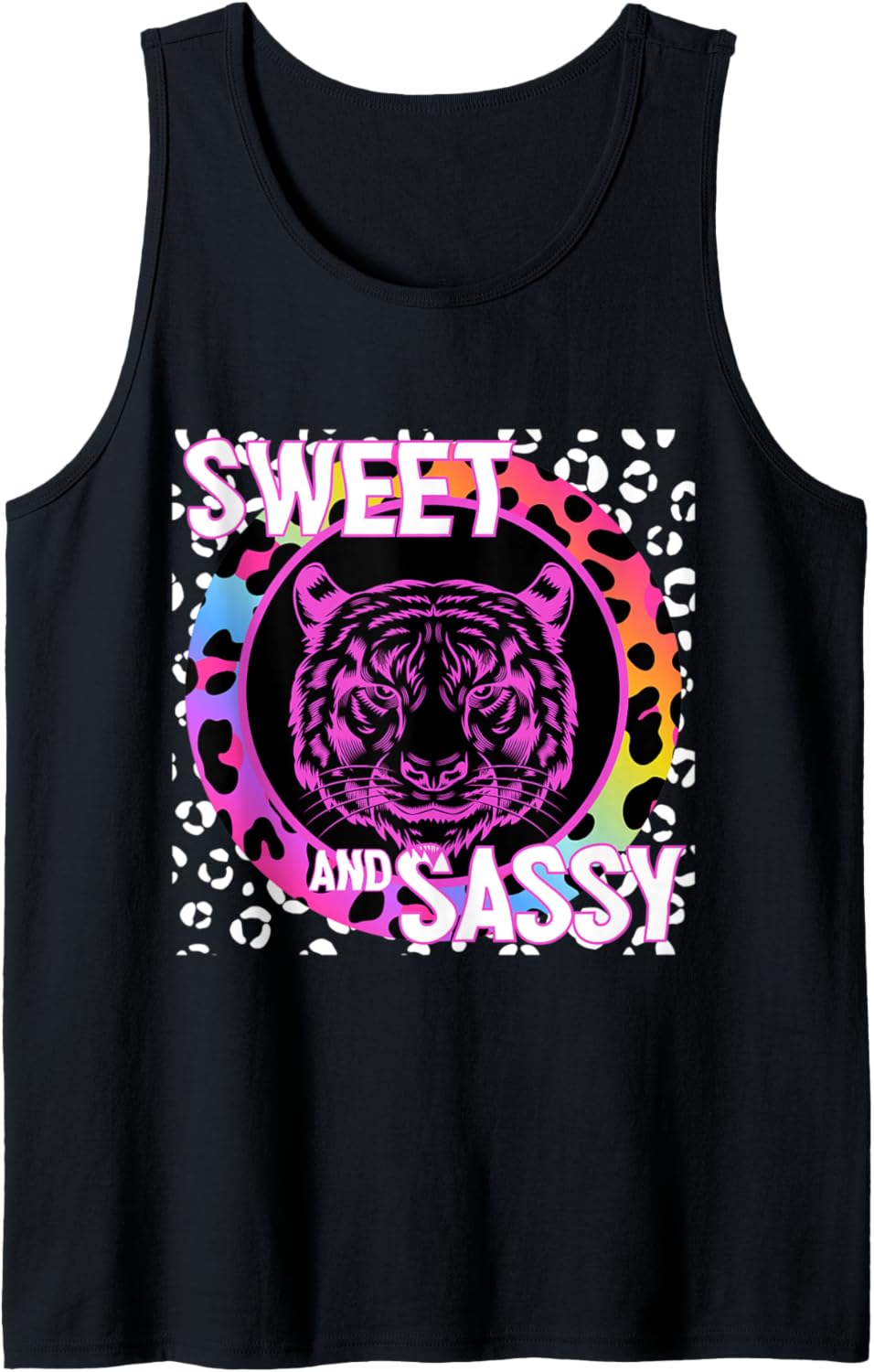 Tiger Face 90s Nostalgia Rainbow Leopard Print Tropical Tank Top Tank Top Comfort Fit Best Seller Look