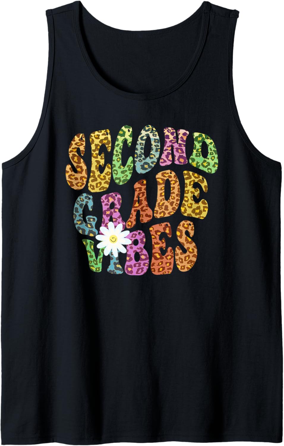 Groovy SECOND GRADE VIBES Teacher Leopard Print 2nd Gr Retro Tank Top Tank Top Trending US US Top Pick