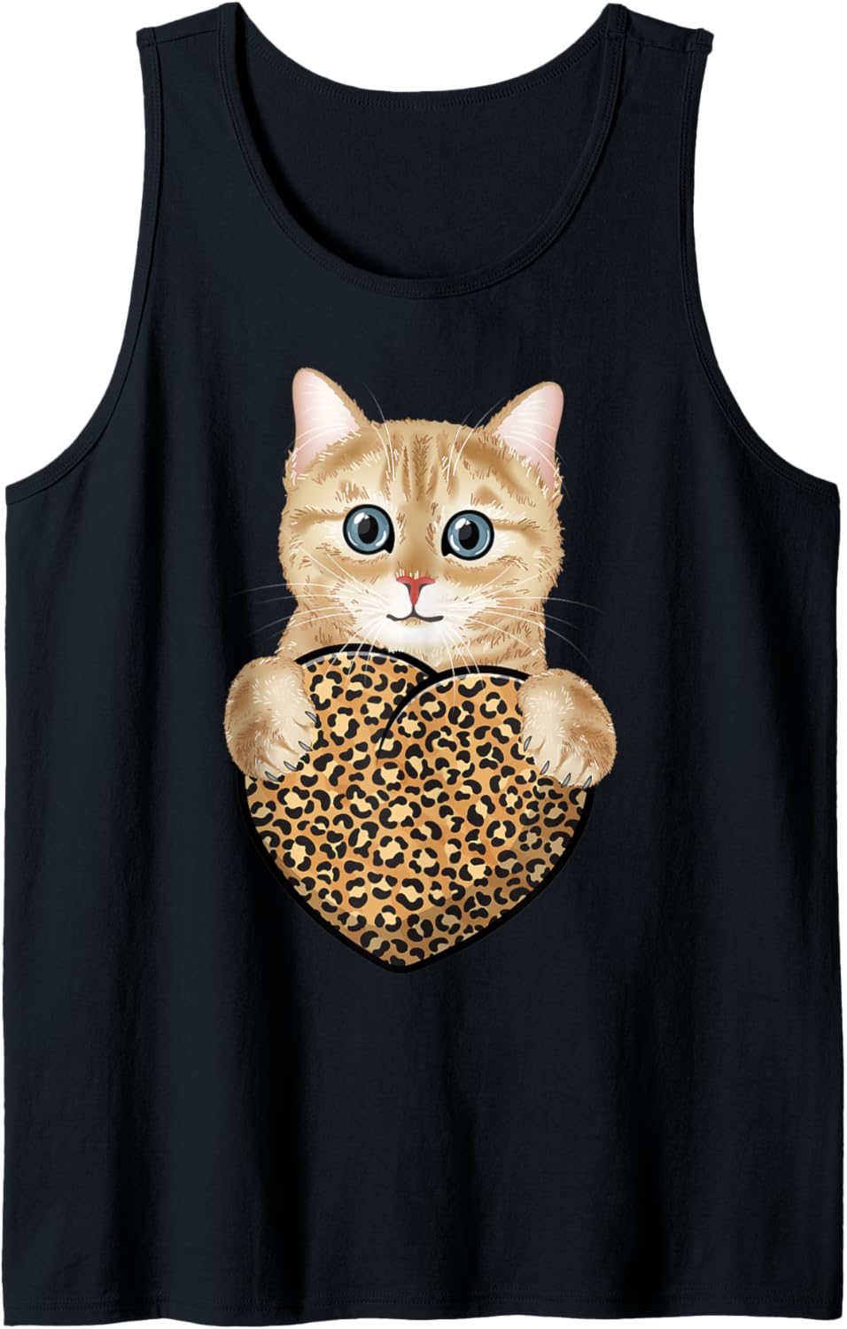 Cute Cat holding Cheetah Leopard Print Heart Valentines Day Tank Top Tank Top Trending US Hot Right Now