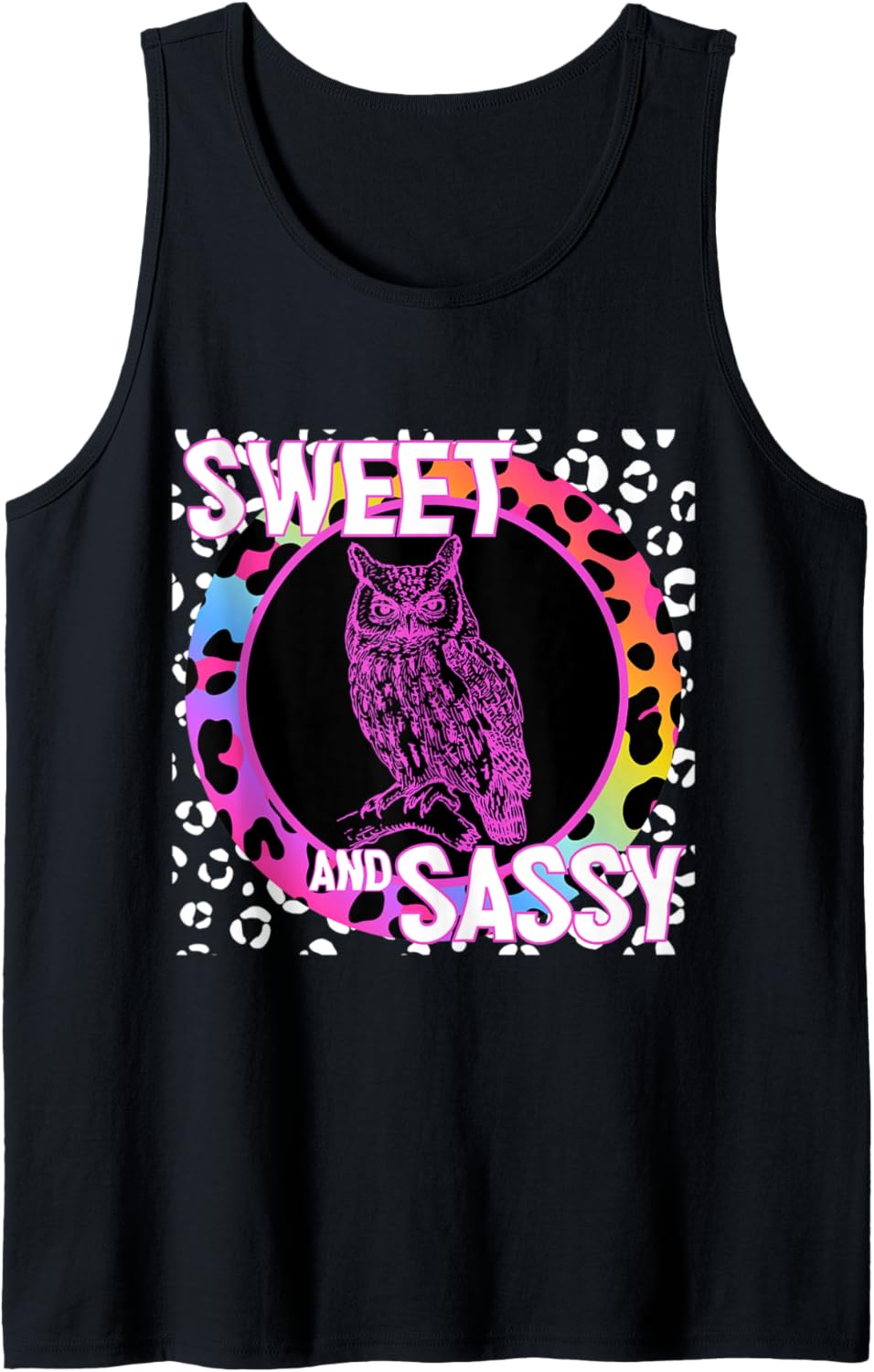 Cute Barn Owl 90s Nostalgia Rainbow Leopard Print Tropical Tank Top Tank Top Streetwear Style US Top Pick