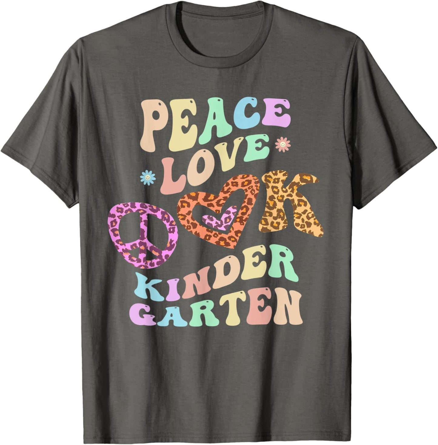 Rainbow PEACE LOVE KINDERGARTEN Leopard Print Retro Kinder Apparel Premium Print Everyday Wear