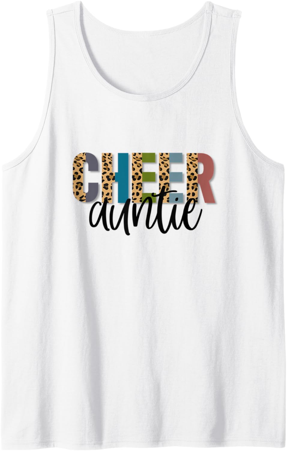 Cheer AUNTIE Leopard Cheetah Print Retro Trendy Cute Tank Top Tank Top Premium Print Everyday Wear
