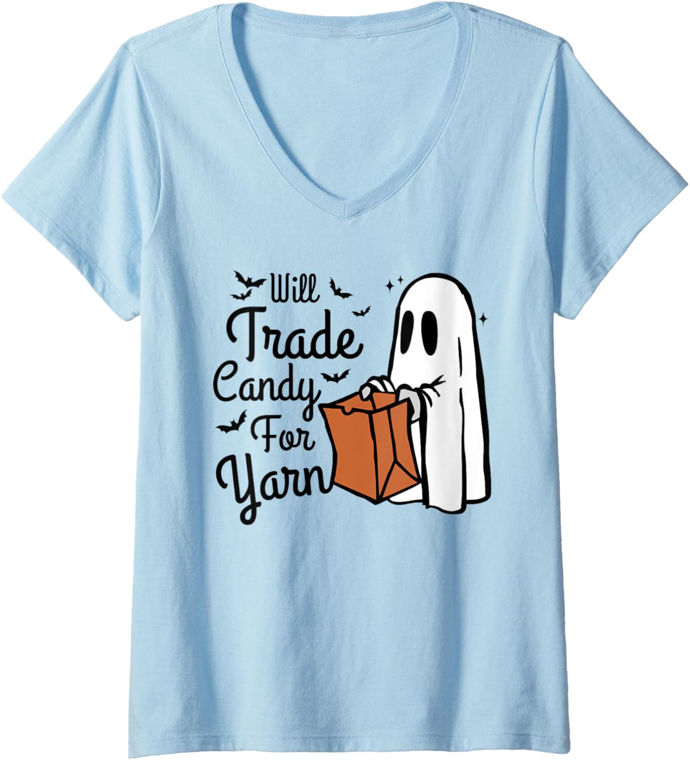 Womens Halloween Will Trade Candy For Yarn Funny Kntting Crochet V-Neck Yarn Supply | Premium Quality | High CTR Title