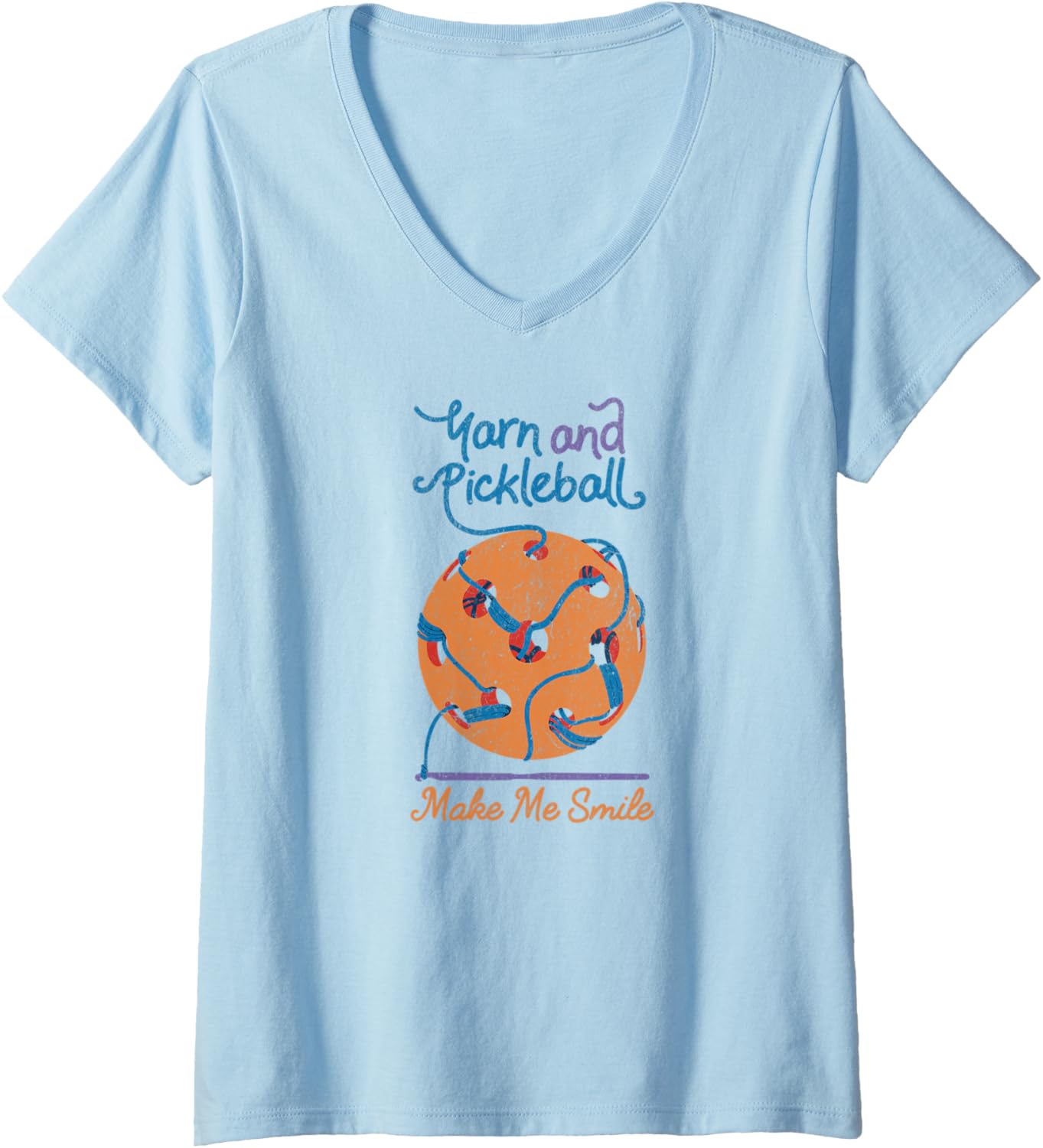 Womens Yarn and Pickleball Player Knitter Croquet Knit Yarn Lover V-Neck Yarn Supply | High Search Volume | Best Sell...